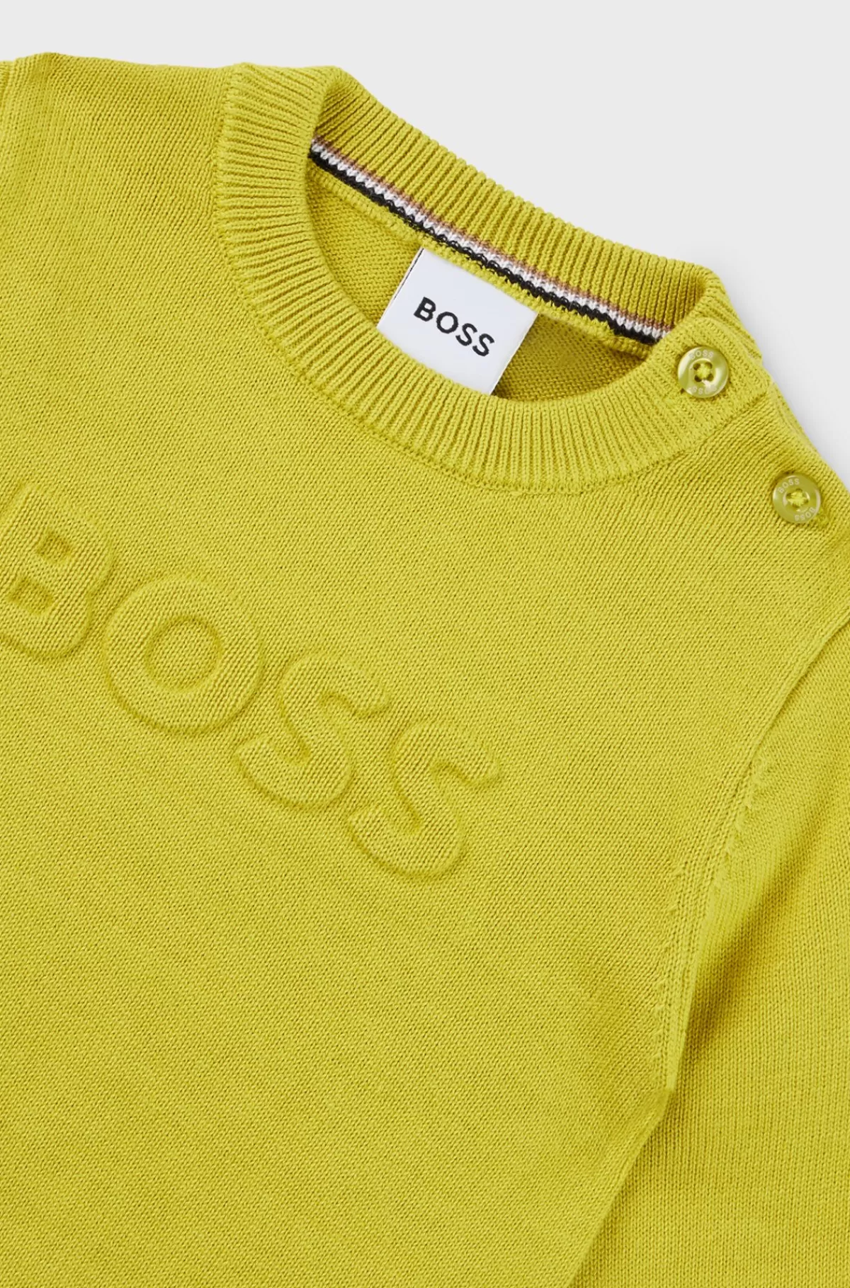 HUGO BOSS Sweater Til Børn I Strikket Bomuld Med Præget Logo Grøn Best Sale