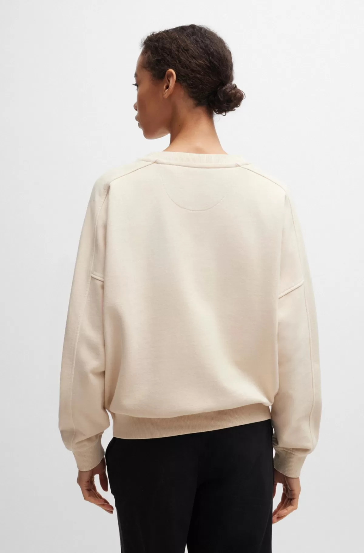 HUGO BOSS Sweatshirt I Bomuld Med Logo Og Rund Hals Lys beige Fashion