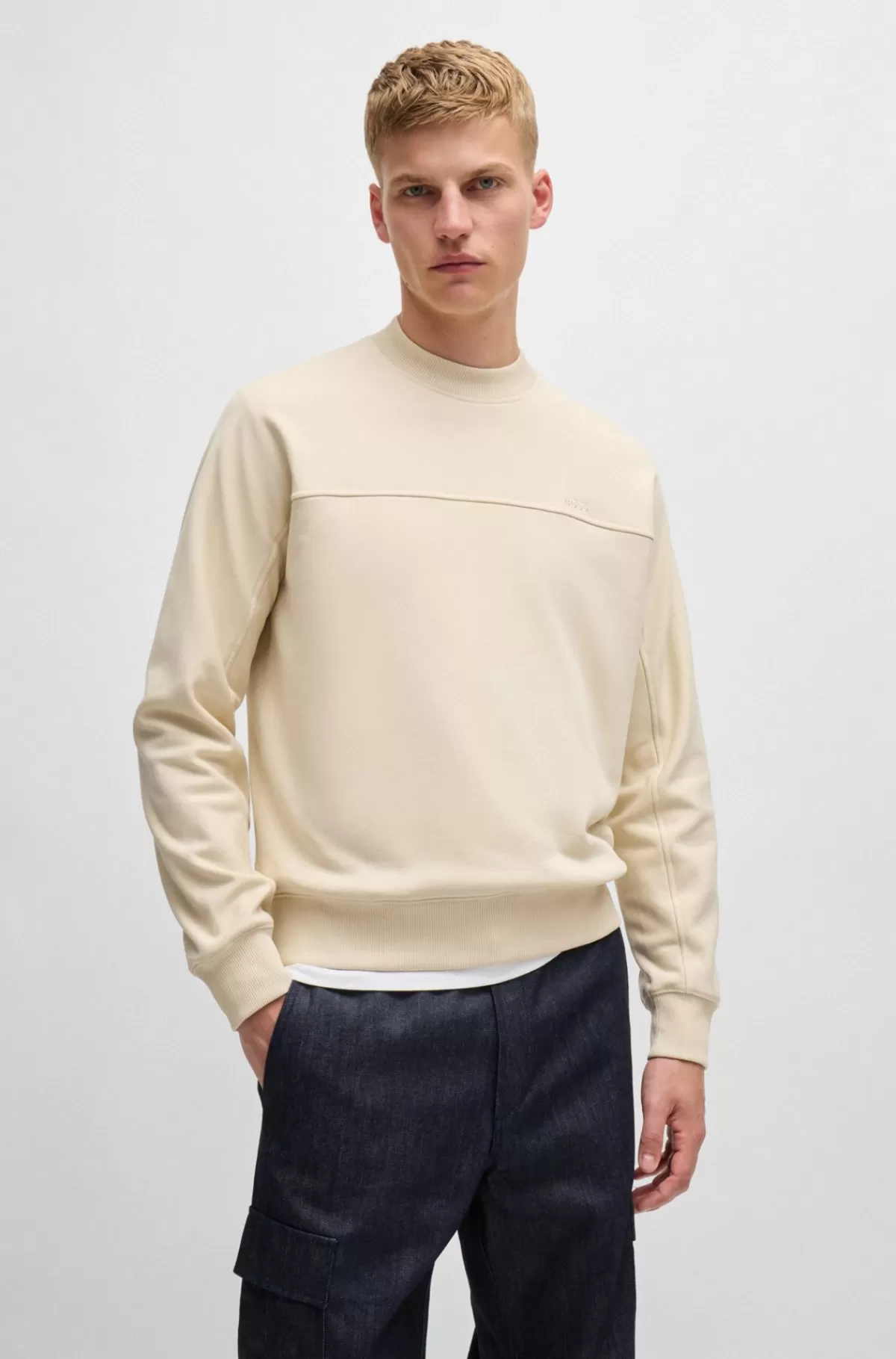 HUGO BOSS Sweatshirt I Bomuld Med Relaxed Fit Og Logo Naturlig Discount