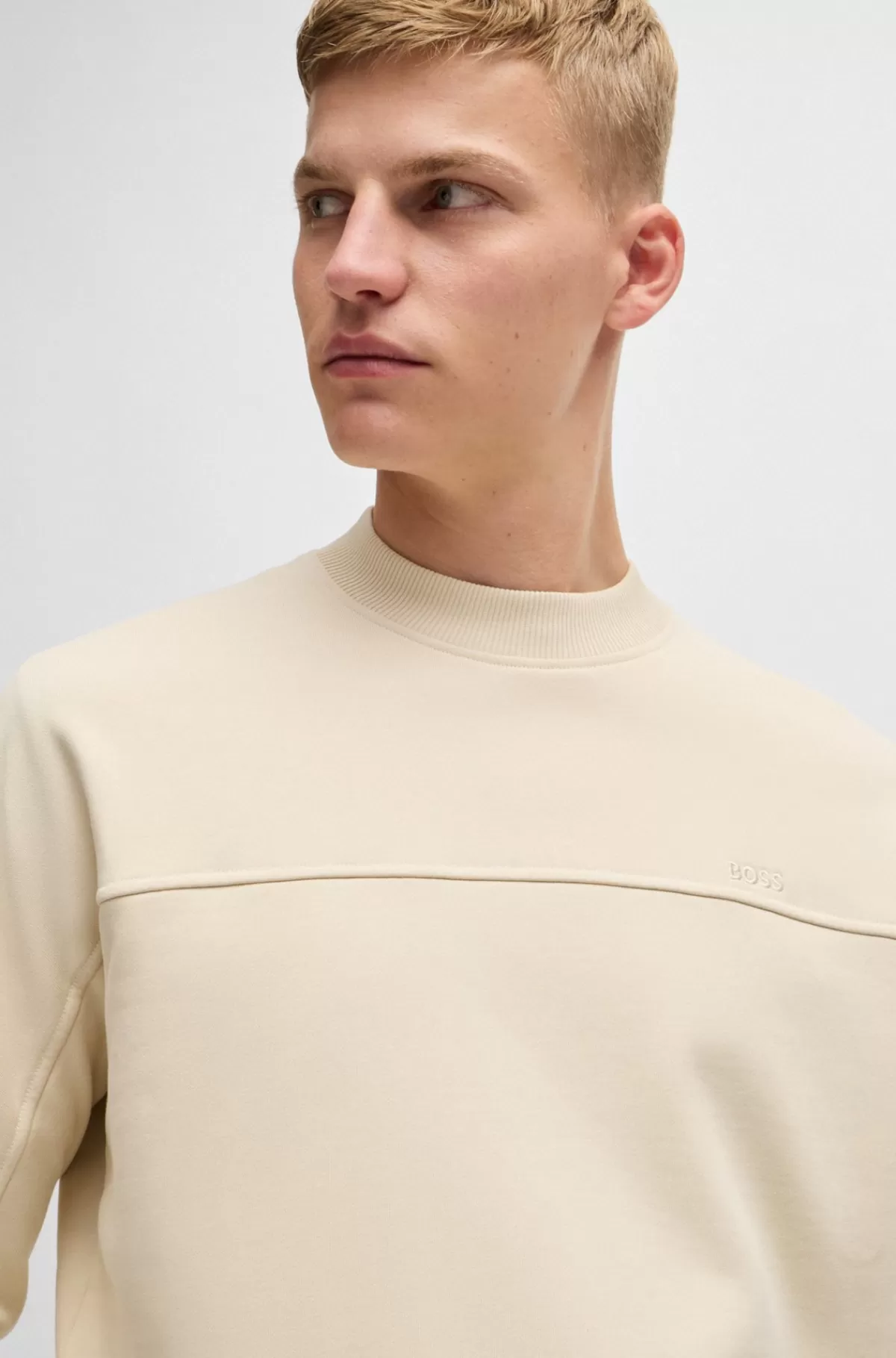 HUGO BOSS Sweatshirt I Bomuld Med Relaxed Fit Og Logo Naturlig Discount