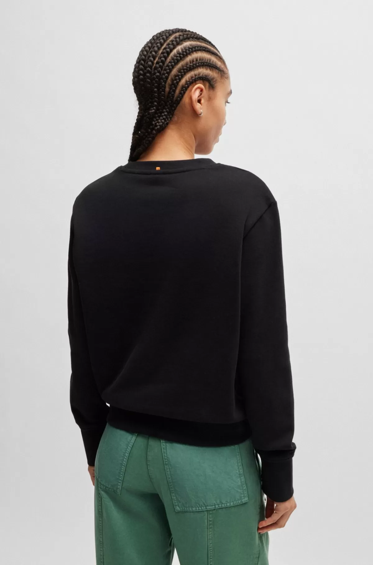 HUGO BOSS Sweatshirt I Bomuldsfrotté Med Logo I Kontrastfarve Sort Best Sale