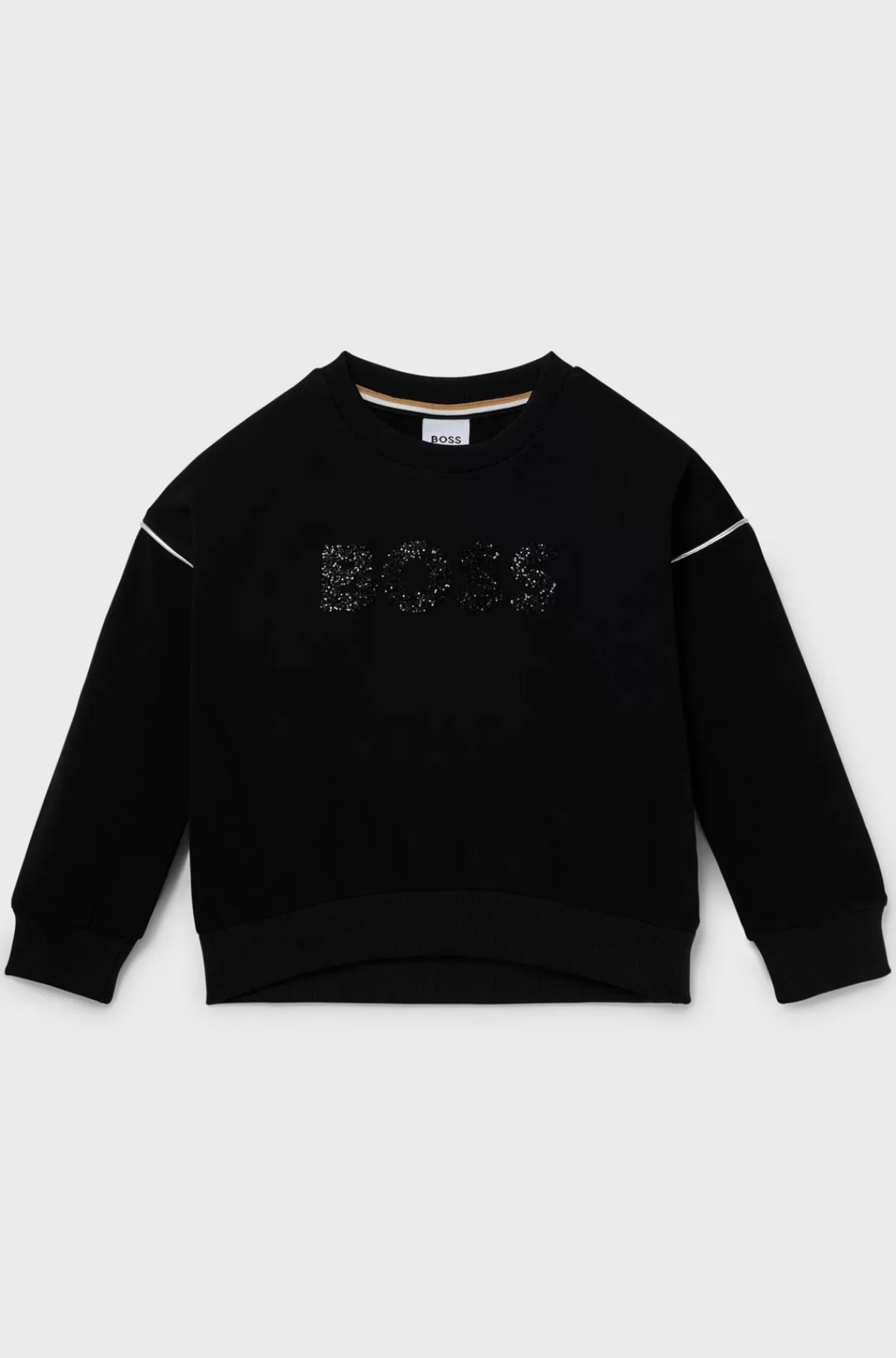 HUGO BOSS Sweatshirt Med Logo Med Glittereffekt Og Kontrastbånd Til Børn Sort Cheap