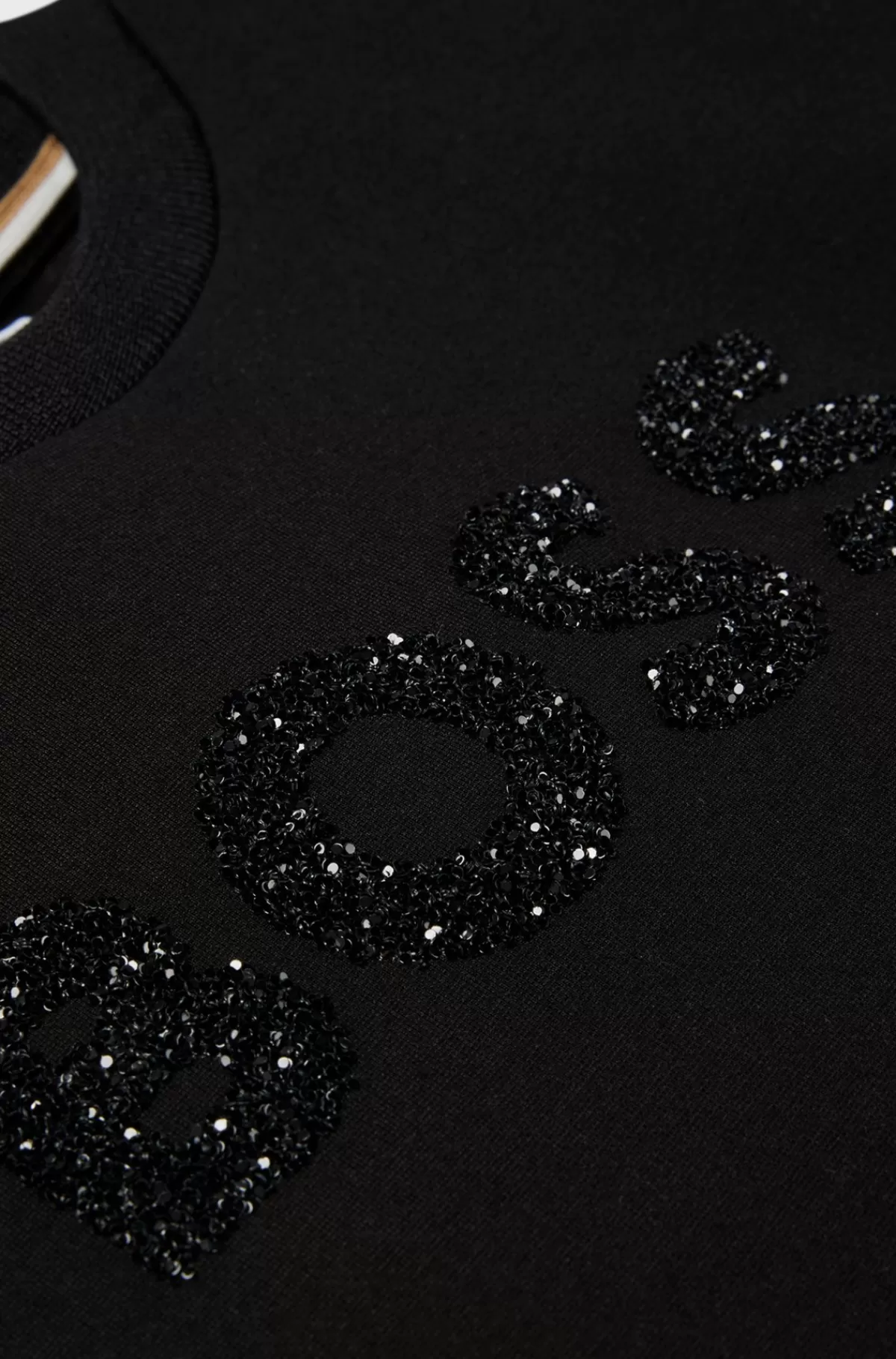 HUGO BOSS Sweatshirt Med Logo Med Glittereffekt Og Kontrastbånd Til Børn Sort Cheap