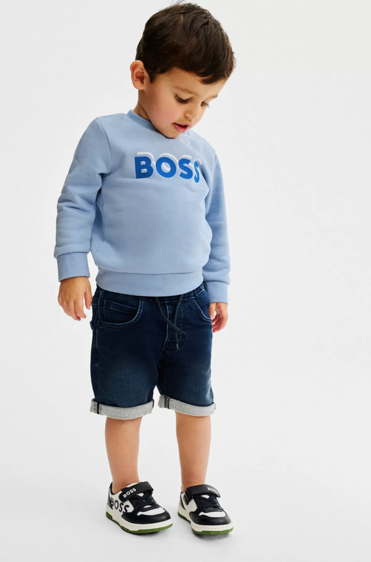 HUGO BOSS Sweatshirt Til Børn I Bomuldsblanding Med Logoprint Lyseblå Discount