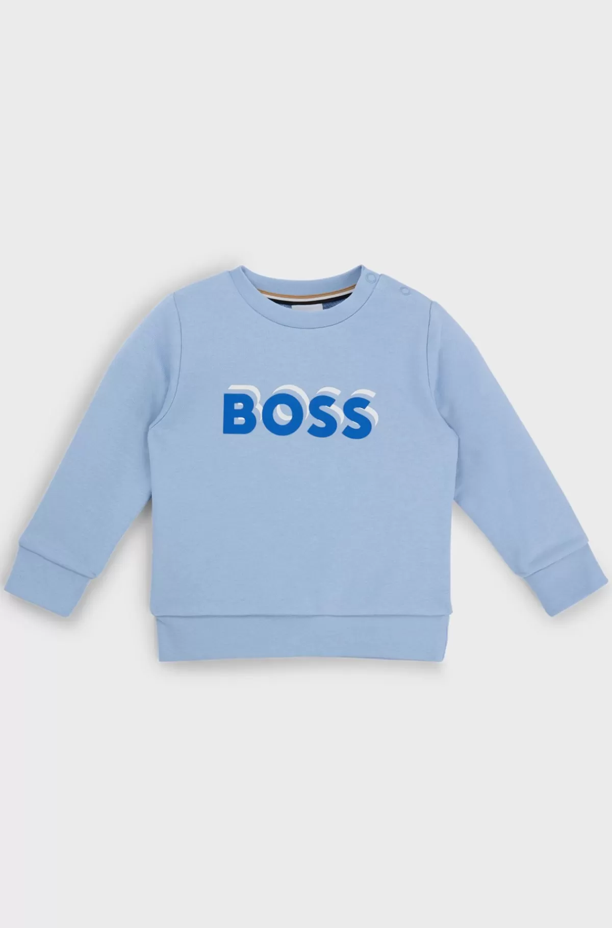 HUGO BOSS Sweatshirt Til Børn I Bomuldsblanding Med Logoprint Lyseblå Discount