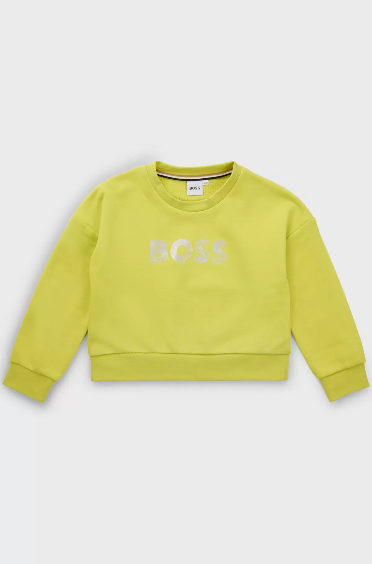 HUGO BOSS Sweatshirt Til Børn I Fleece Af Bomuldsblanding Med Logografik Gul Best