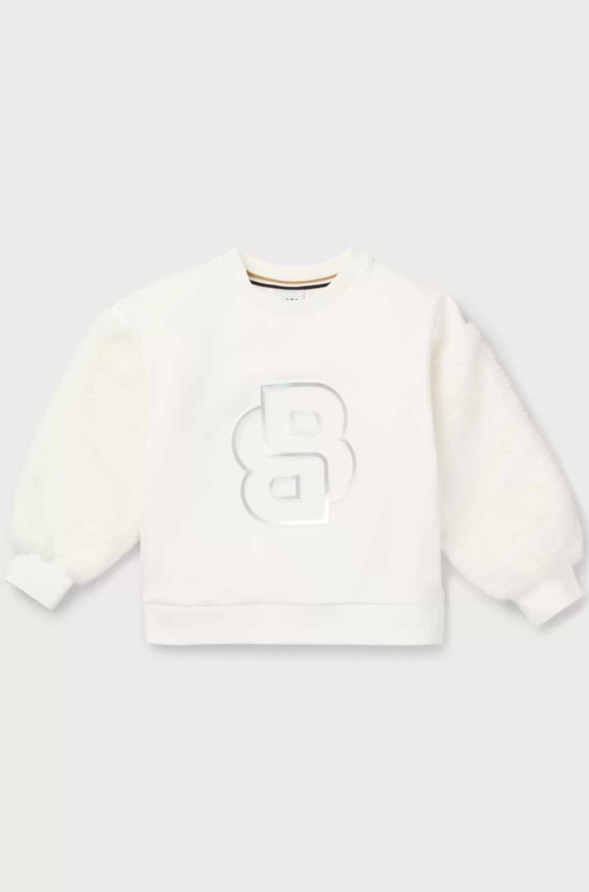 HUGO BOSS Sweatshirt Til Børn Med Dobbelt B-monogram Med Metallisk Effekt Hvid Cheap