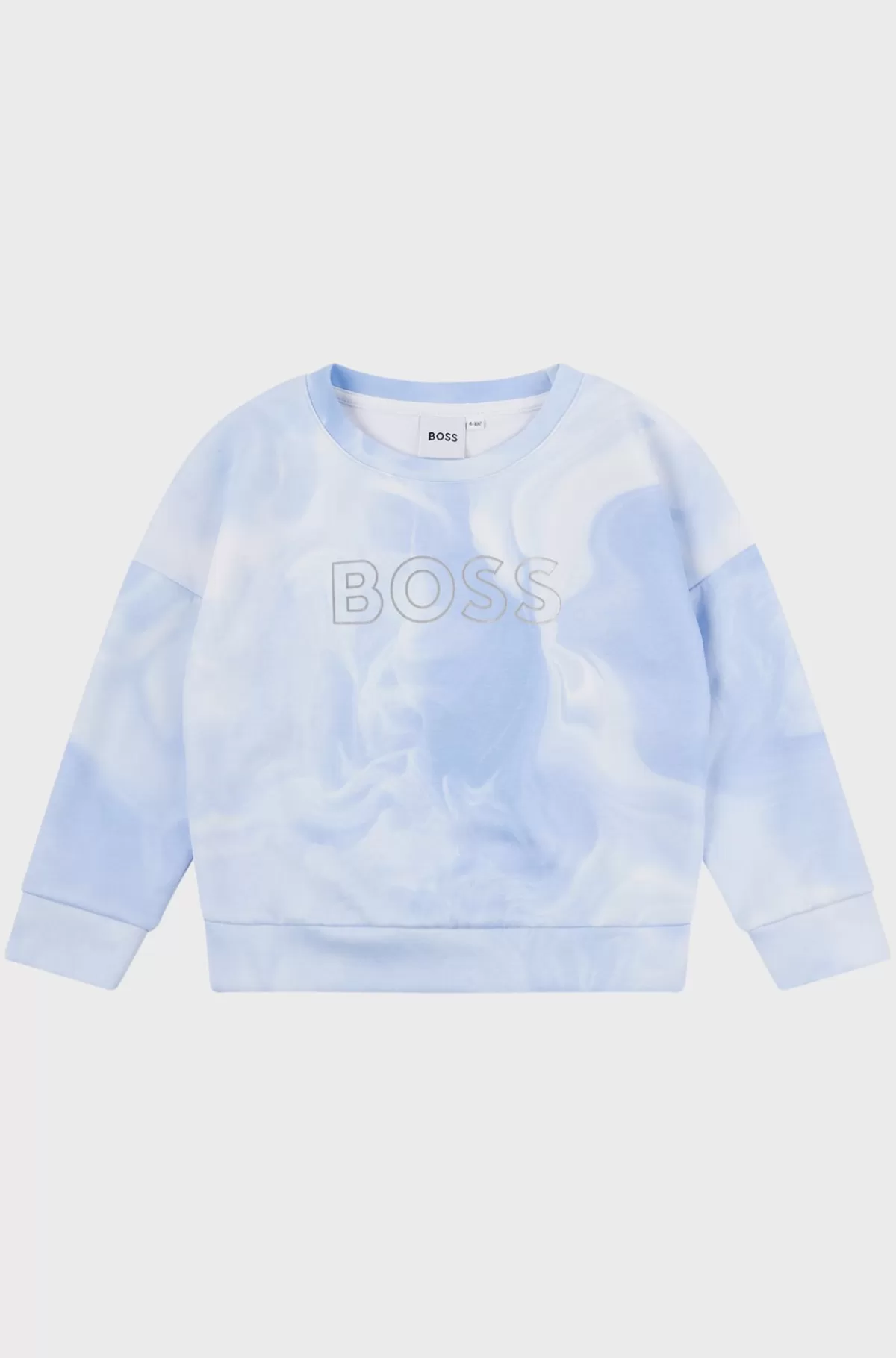 HUGO BOSS Sweatshirt Til Børn Med Heldækkende Tryk Og Metallisk Logo Lyseblå Hot