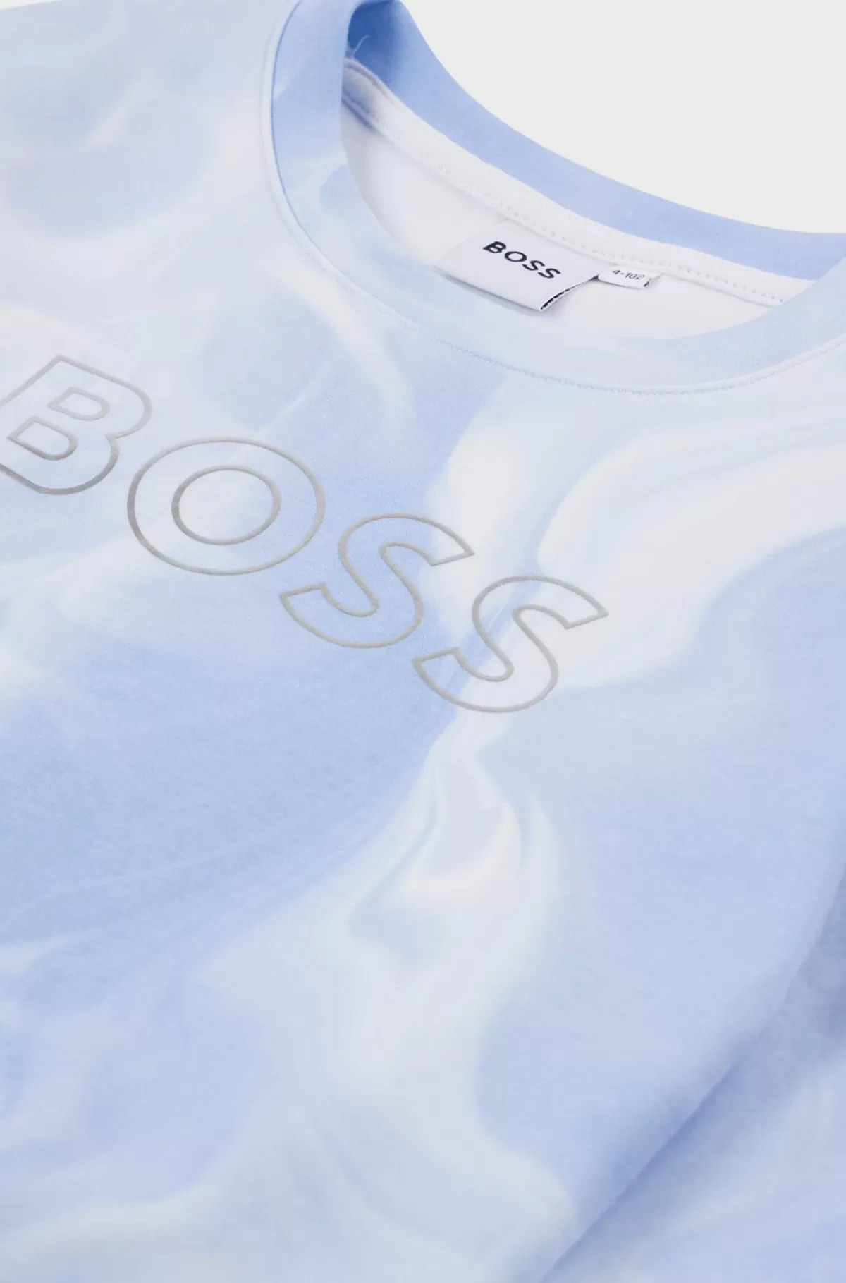 HUGO BOSS Sweatshirt Til Børn Med Heldækkende Tryk Og Metallisk Logo Lyseblå Hot