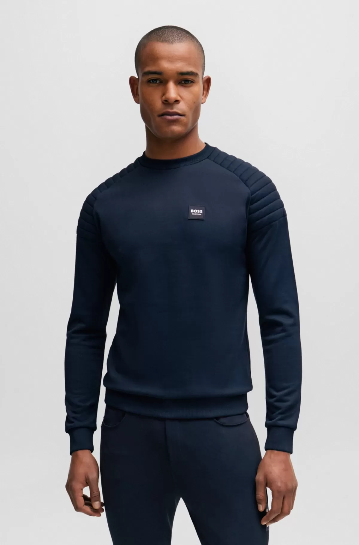 HUGO BOSS Sweatshirt Til Hestesport I Marineblå Med Skulderpuder Mørkeblå Online