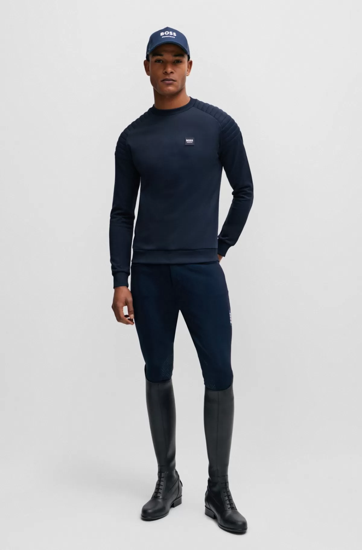 HUGO BOSS Sweatshirt Til Hestesport I Marineblå Med Skulderpuder Mørkeblå Online