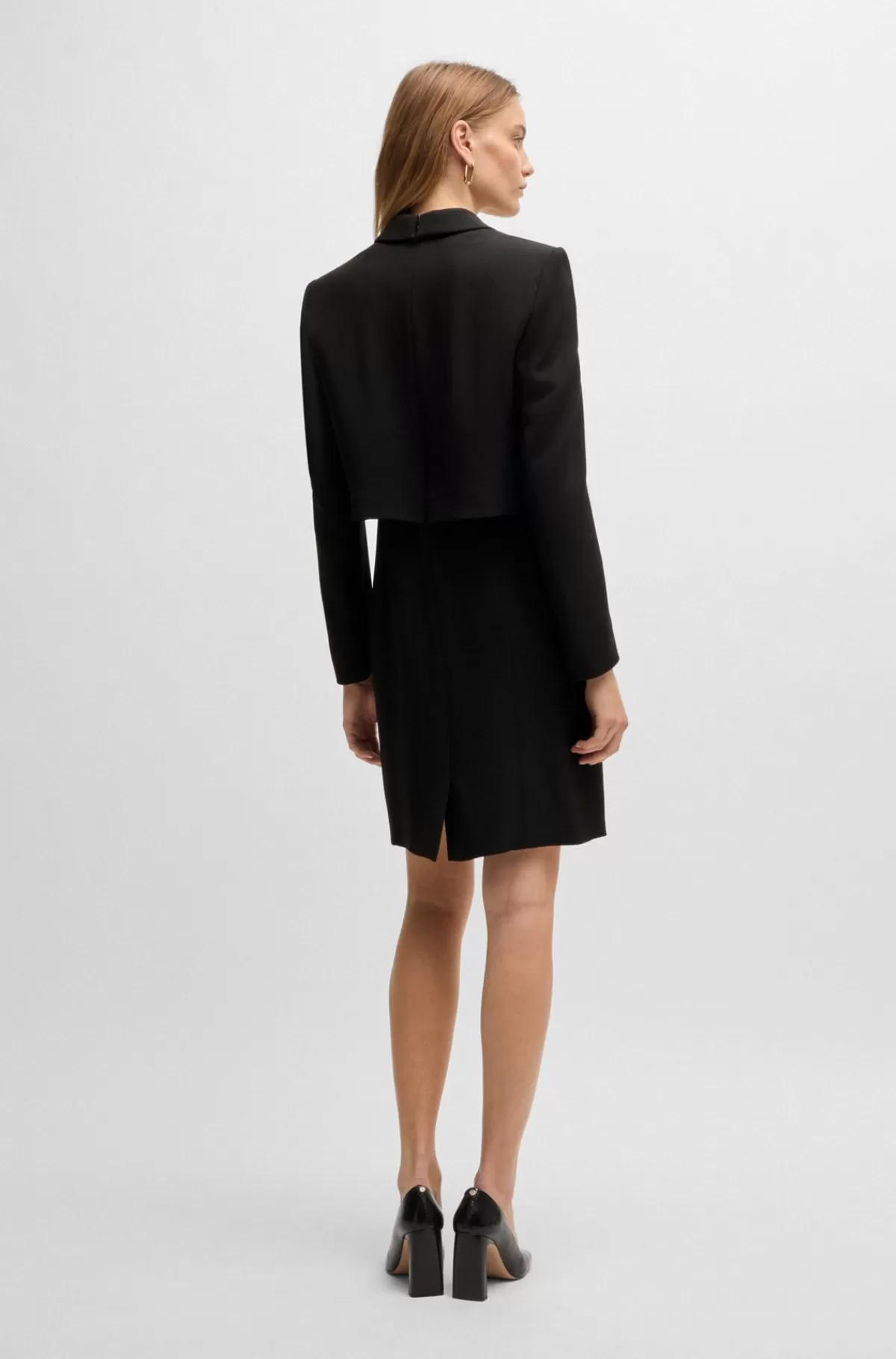 HUGO BOSS Tailored Kjole I Mat Stof Sort Cheap