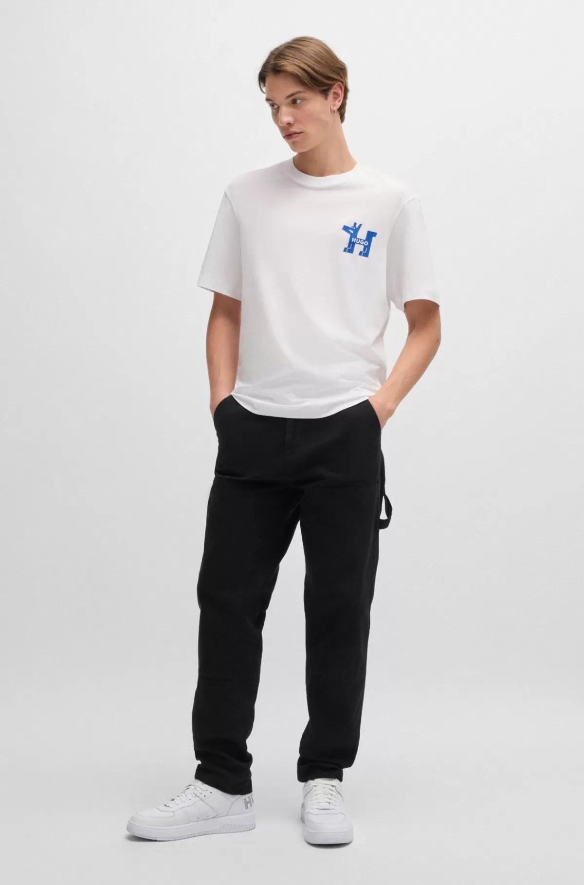 HUGO BOSS Tapered Fit Bukser I Bomuldskanvas Sort Outlet