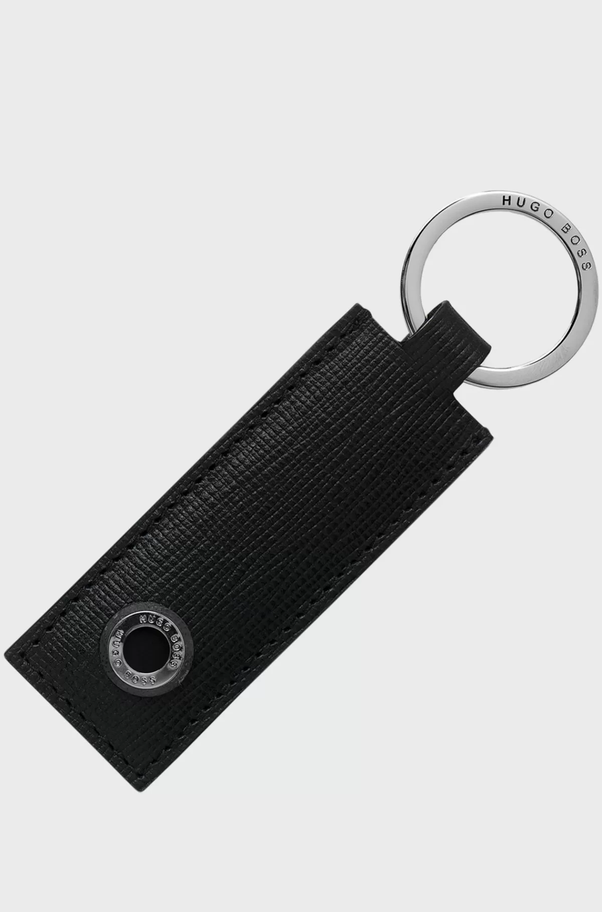 HUGO BOSS Tekstureret Lædernøglering Med Brandet Hardware Sort Best