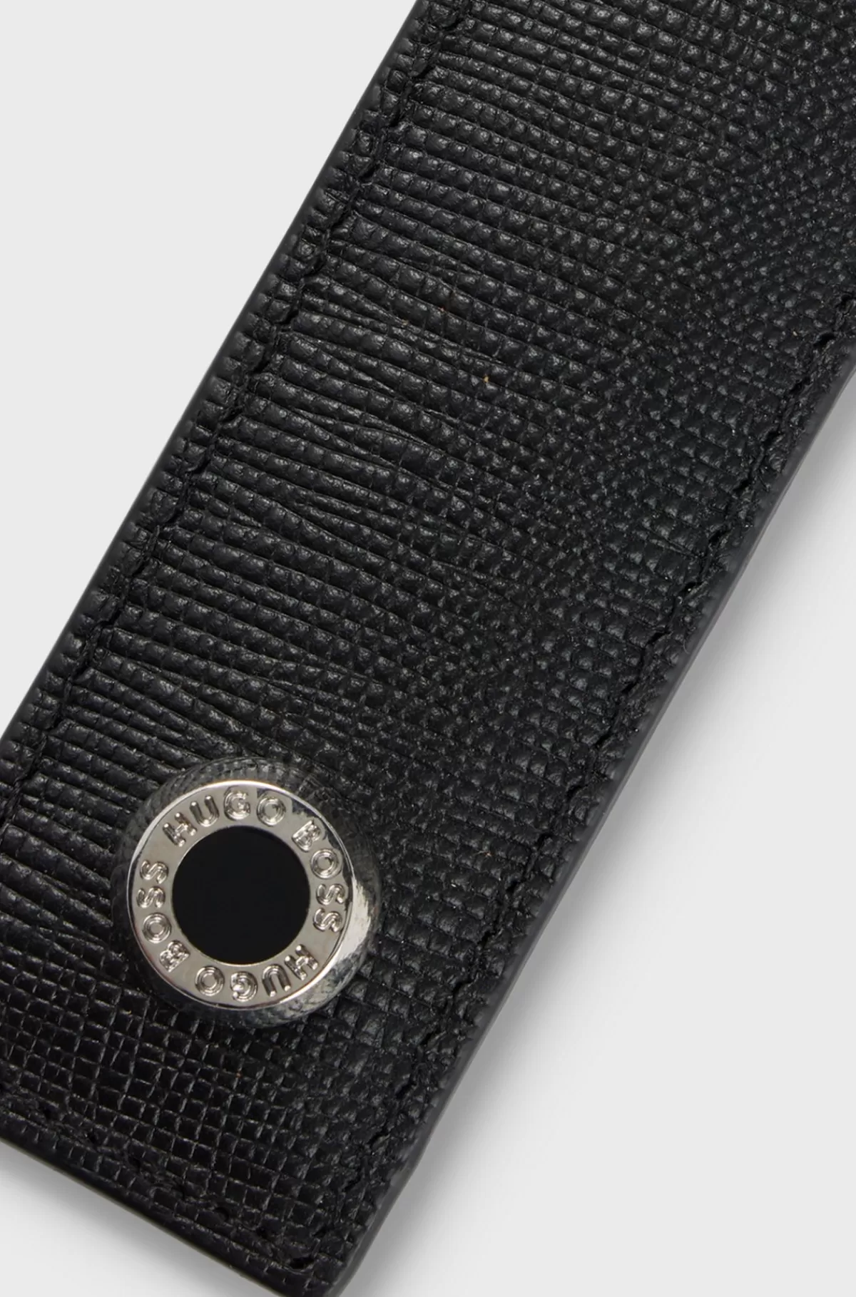 HUGO BOSS Tekstureret Lædernøglering Med Brandet Hardware Sort Best