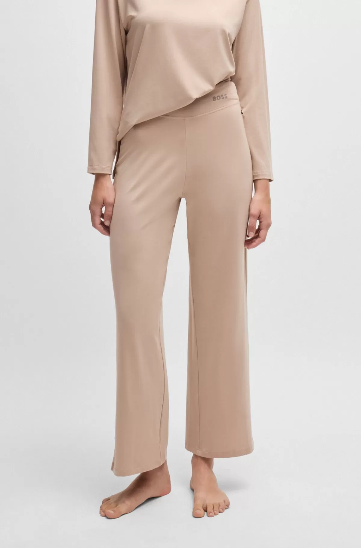 HUGO BOSS Temperaturregulerende Pyjamasbukser I Jersey Med Stræk Lys beige Best Sale