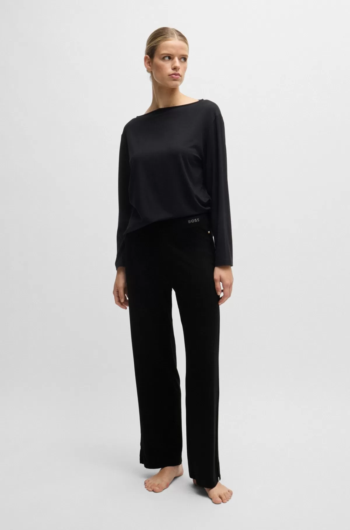 HUGO BOSS Temperaturregulerende Pyjamasbukser I Jersey Med Stræk Sort Outlet