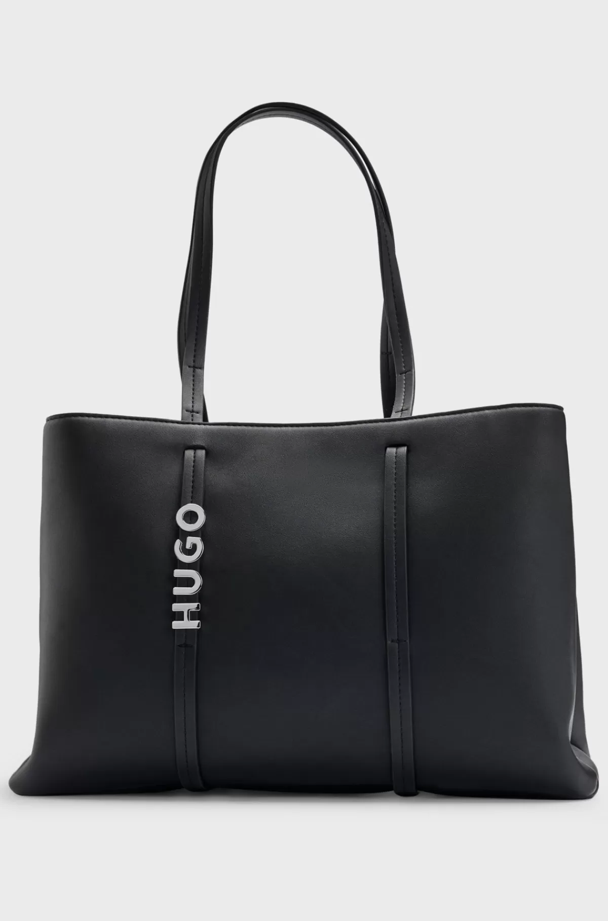HUGO BOSS Tote Bag I Imiteret Læder Med Blanke Logobogstaver Sort Fashion