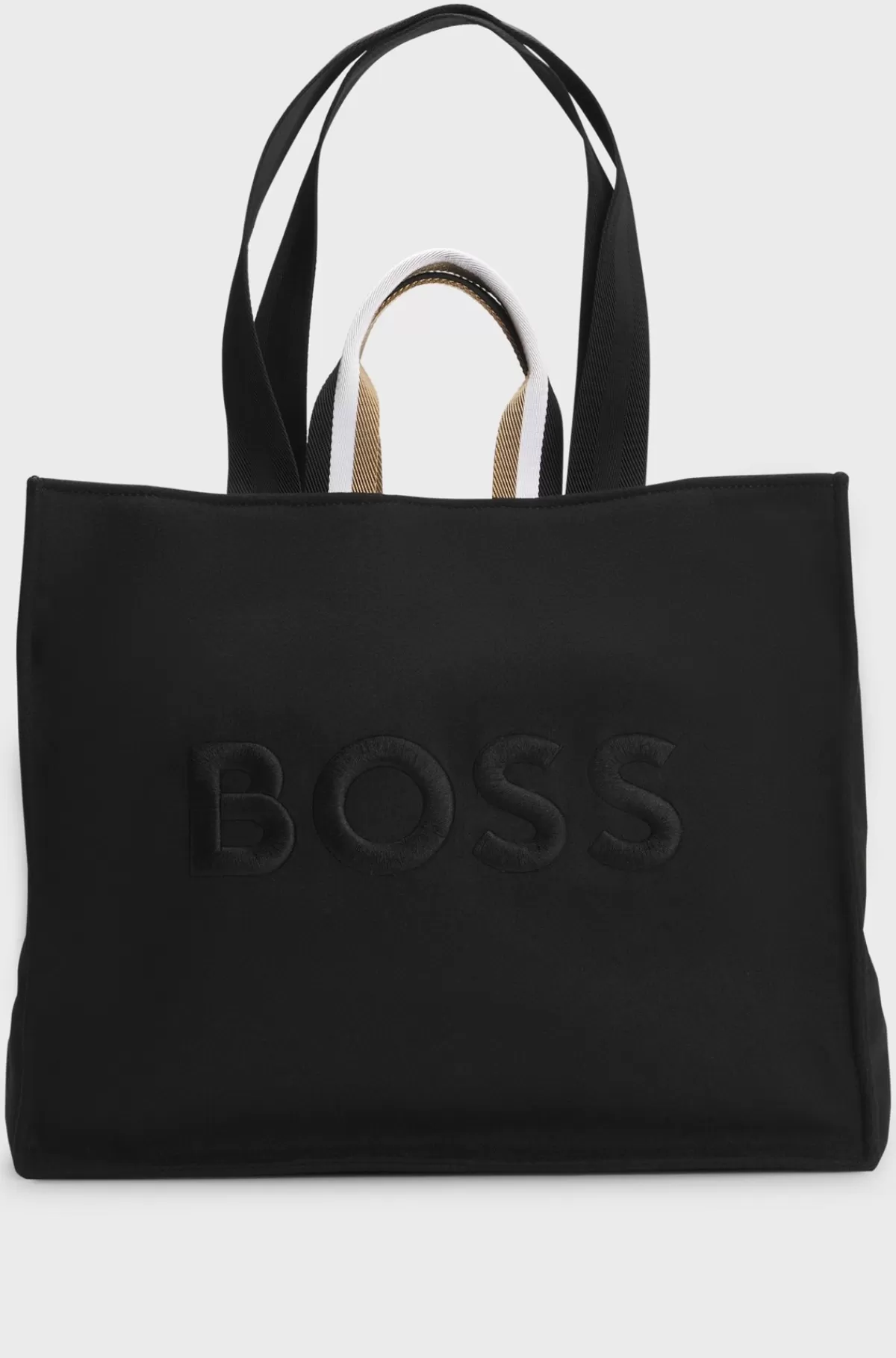 HUGO BOSS Tote Bag Med Broderet Overdimensioneret Logo Sort New