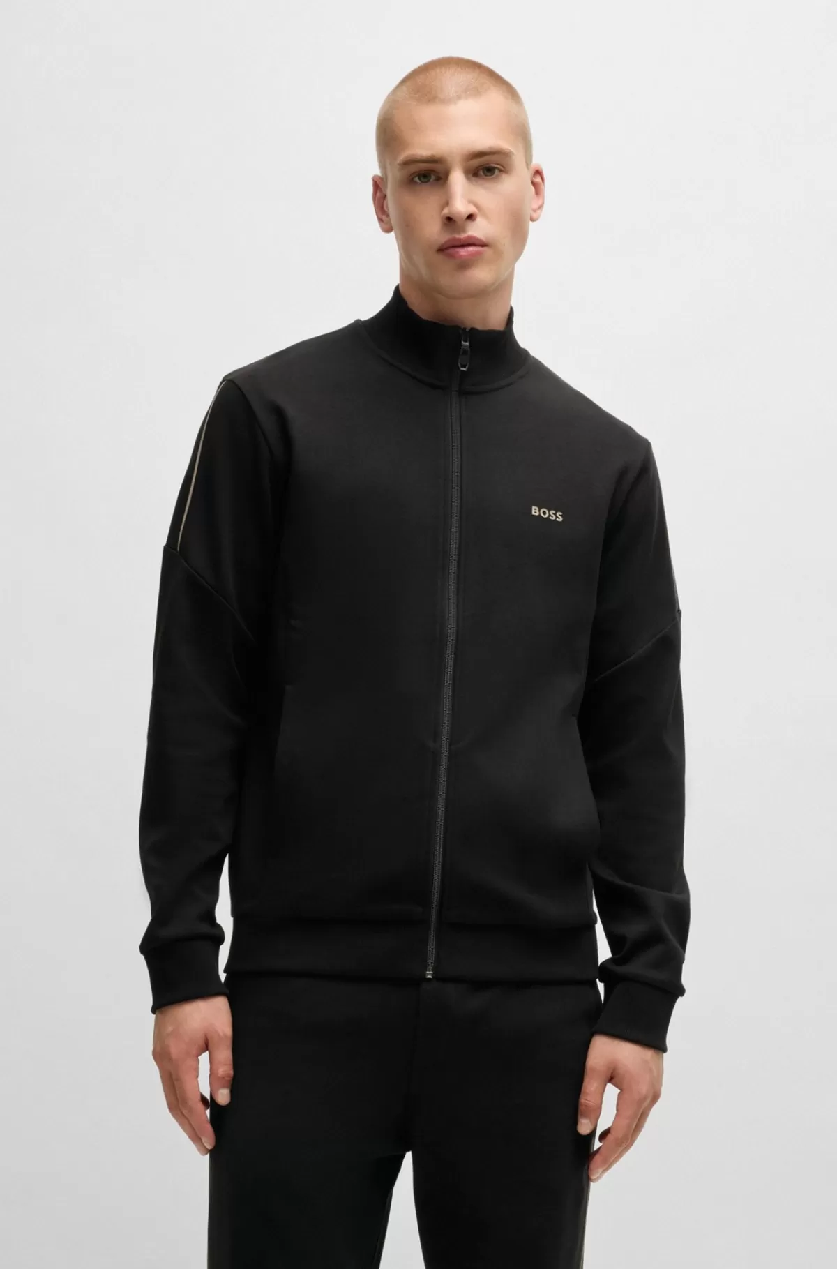 HUGO BOSS Tracksuit Af Interlockbomuld Med Logodetaljer Sort Outlet