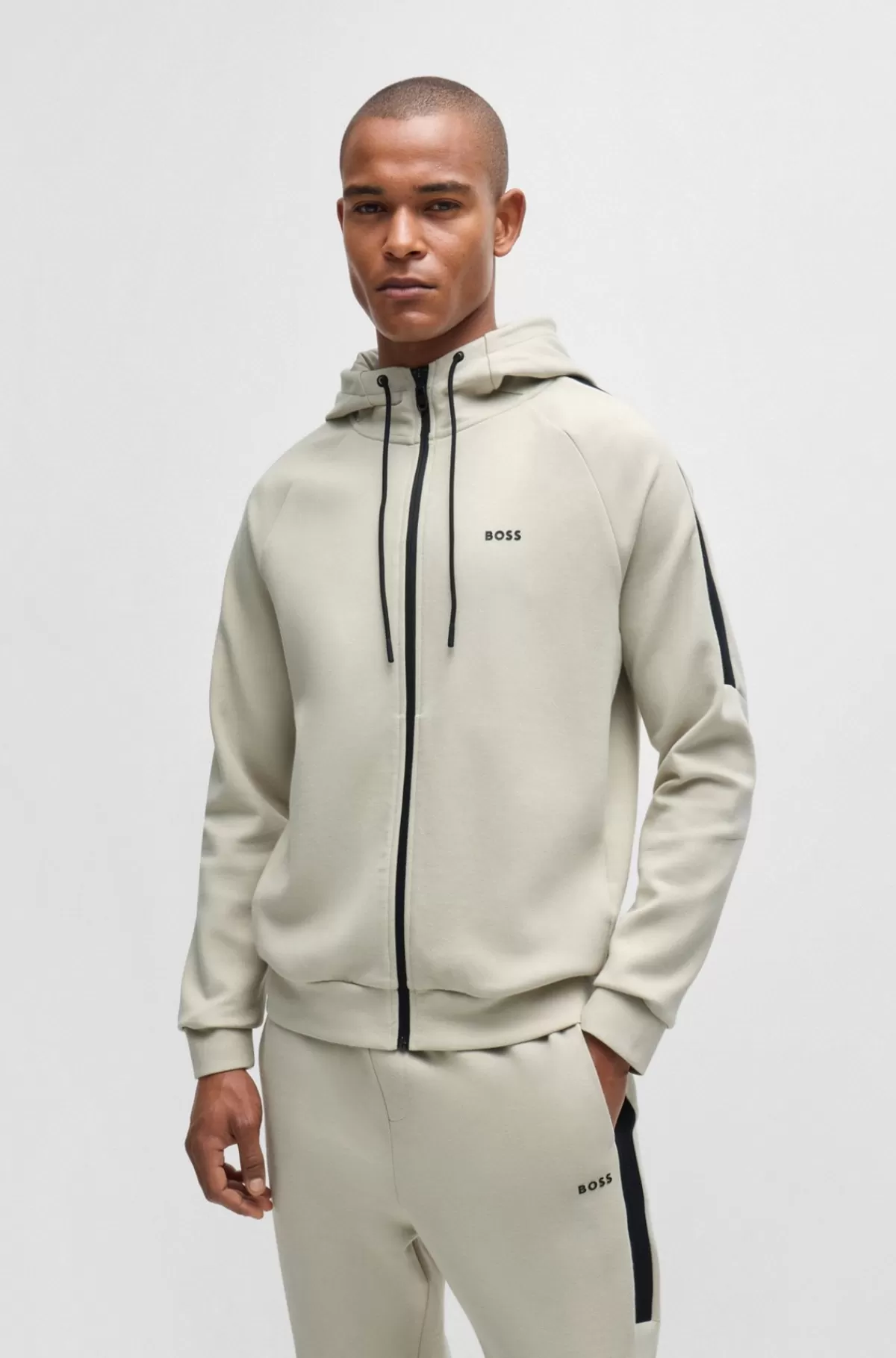 HUGO BOSS Tracksuit I Bomuld Med Stræk Og Logoprint Lys beige Best Sale