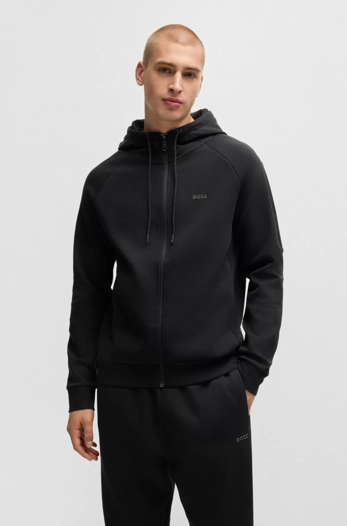 HUGO BOSS Tracksuit I Bomuld Med Stræk Og Logoprint Sort Online
