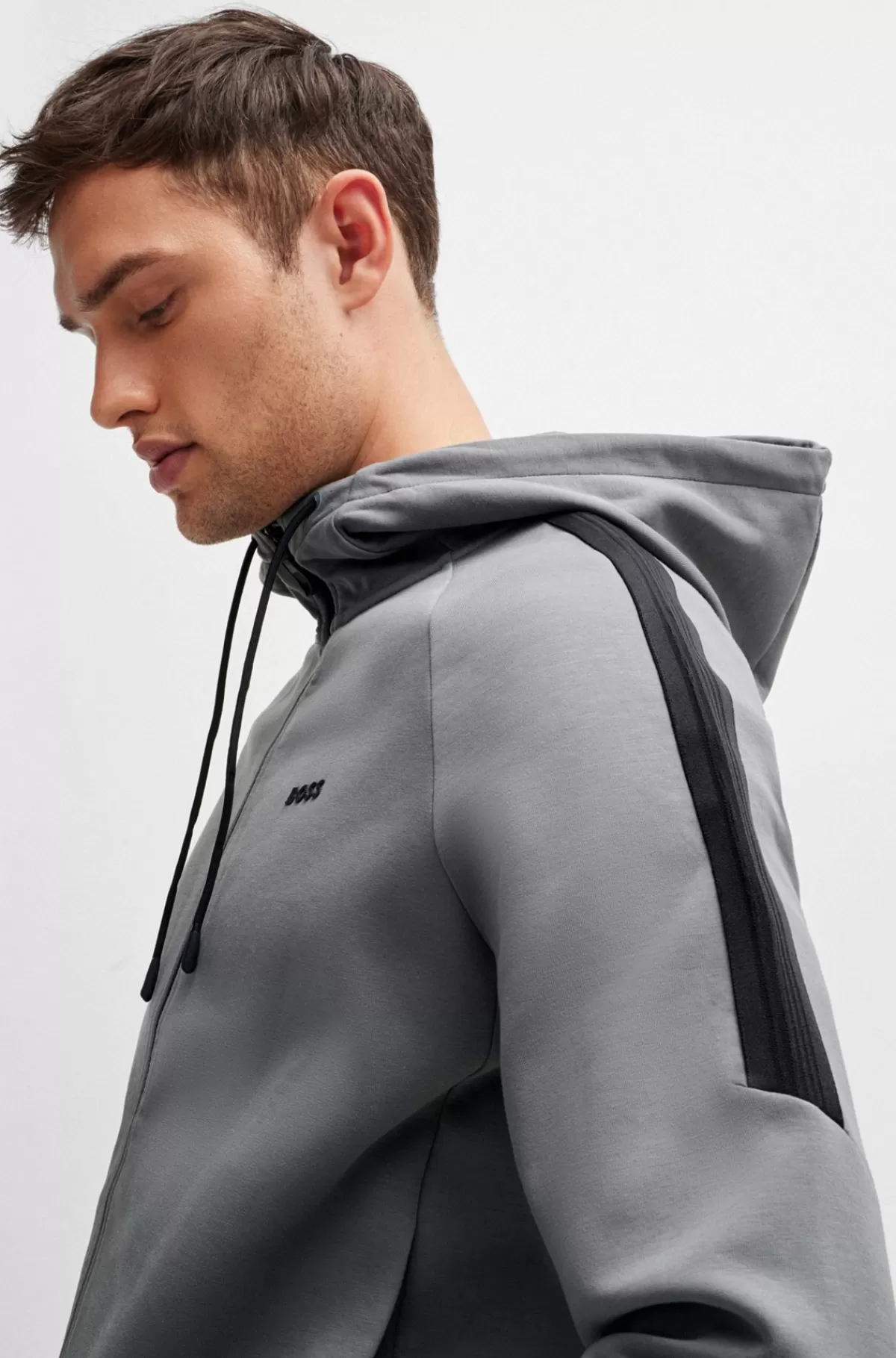 HUGO BOSS Tracksuit I Bomuld Med Stræk Og Logoprint Grå Hot