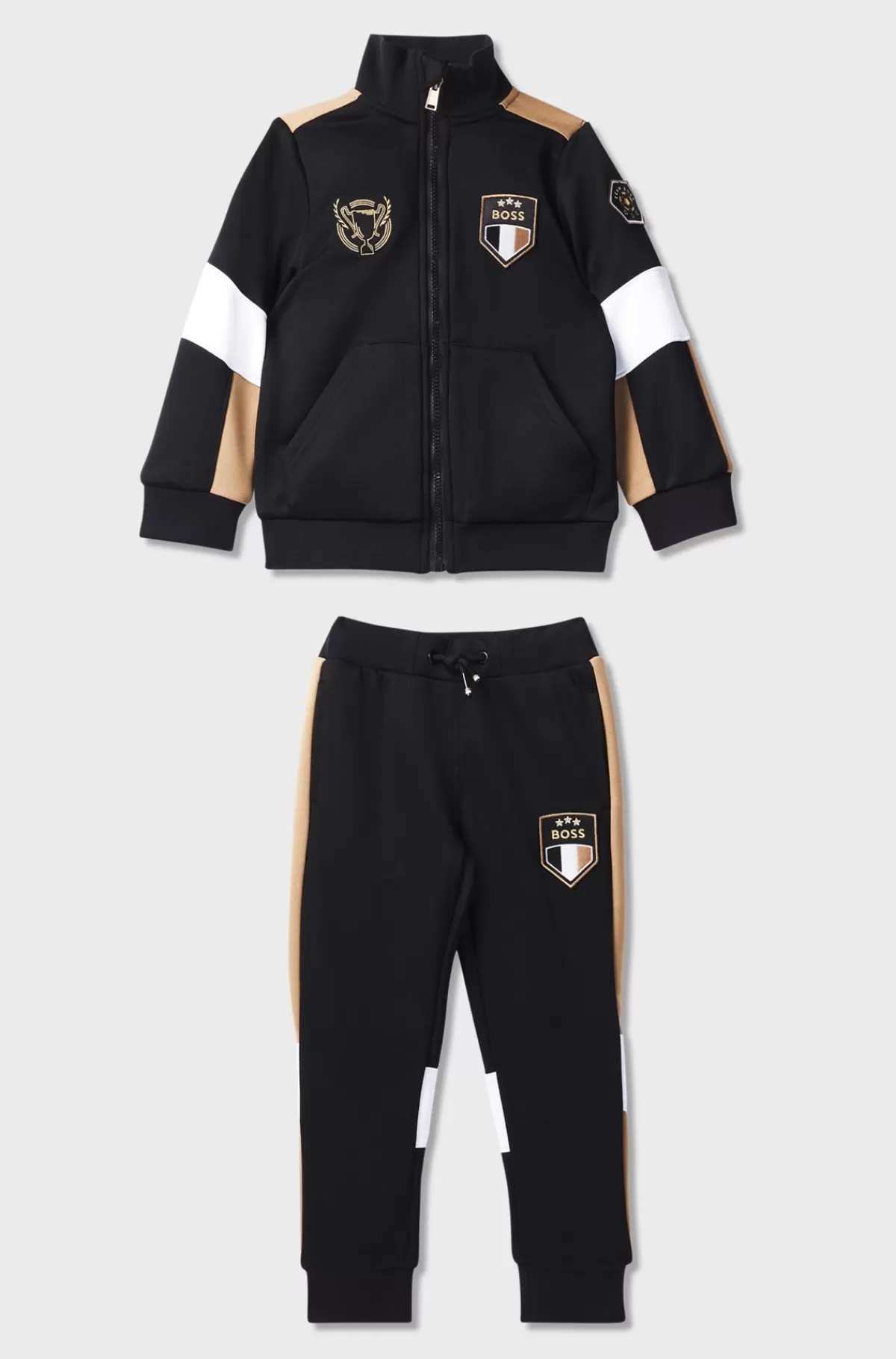 HUGO BOSS Tracksuit Til Børn I Fleece Med Signatur-colour-blocking Sort Online