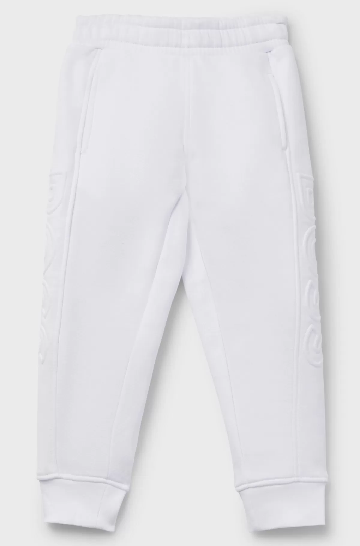 HUGO BOSS Tracksuit-bukser Af Bomuldsblanding Med Prægede Logoer Til Børn Hvid Sale