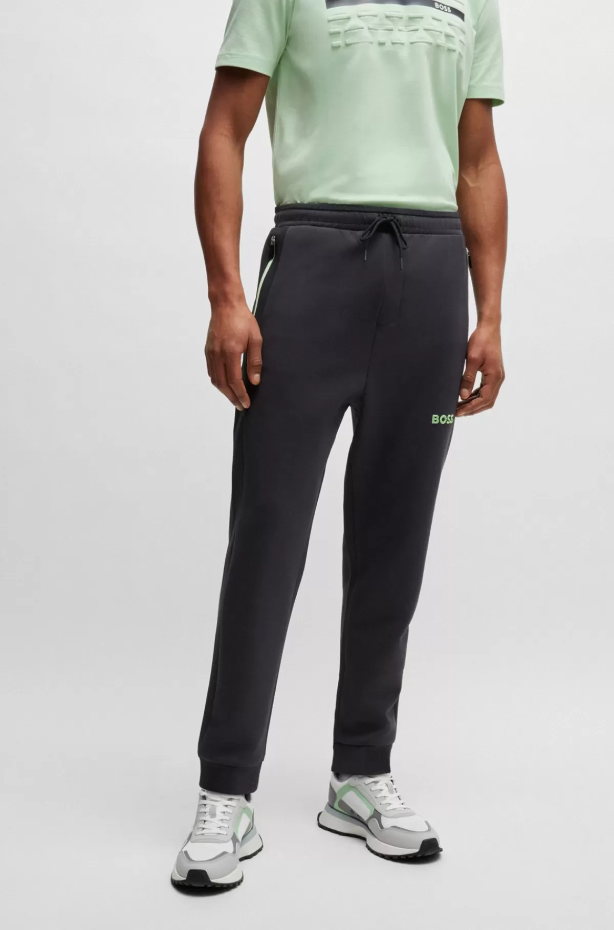 HUGO BOSS Tracksuit-bukser I Bomuldsblanding Med 3D-støbt Logo Sort Store