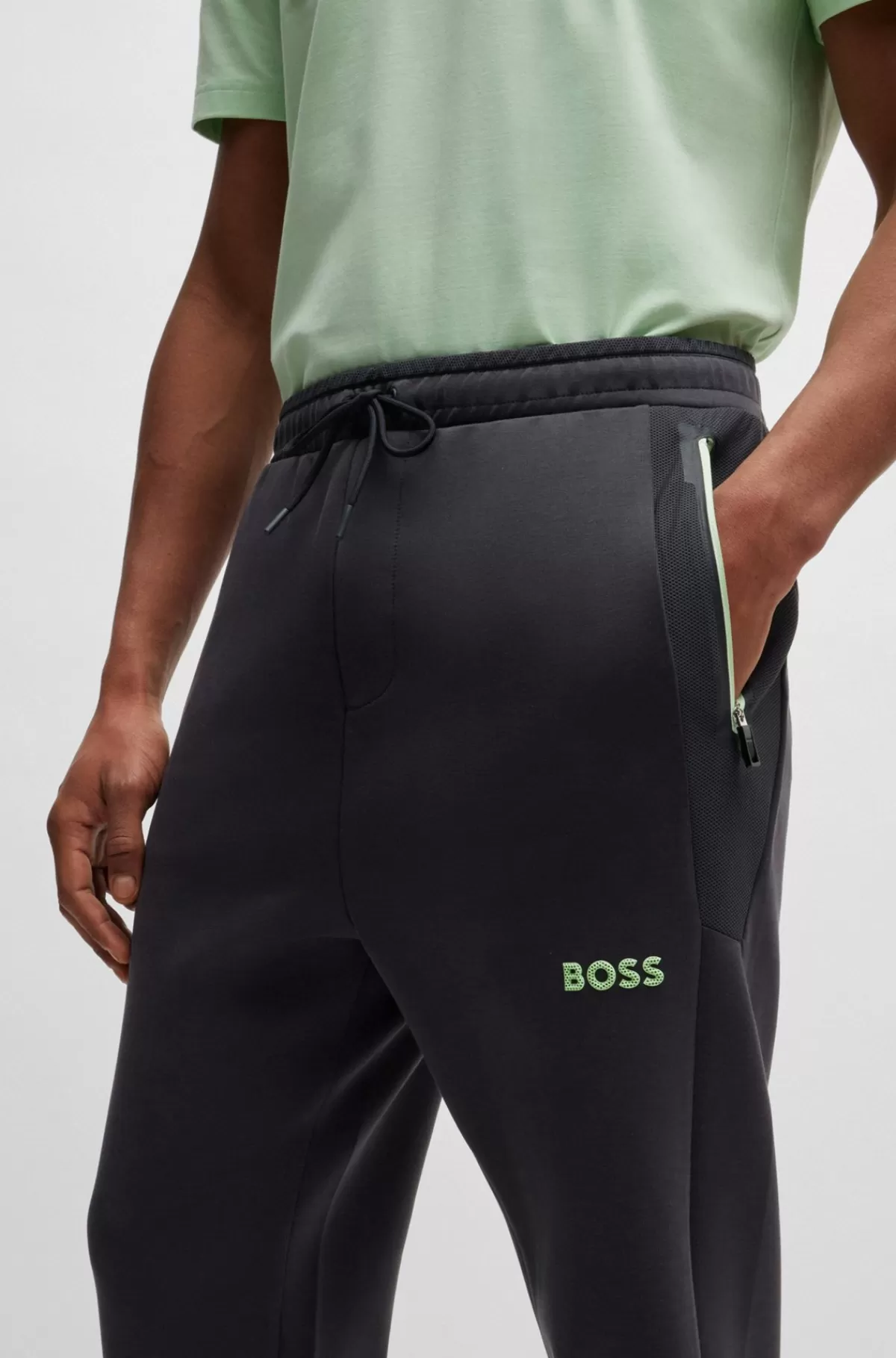 HUGO BOSS Tracksuit-bukser I Bomuldsblanding Med 3D-støbt Logo Sort Store