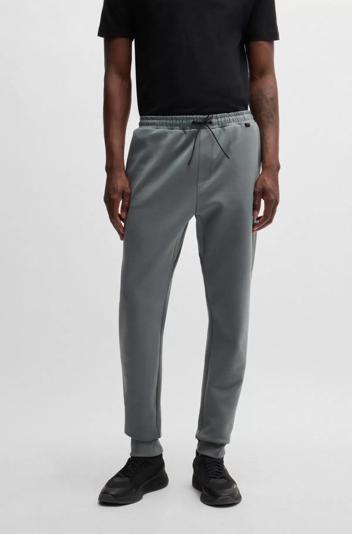 HUGO BOSS Tracksuit-bukser I Bomuldsblanding Med Dekorativt Reflekterende Logo Grå Shop