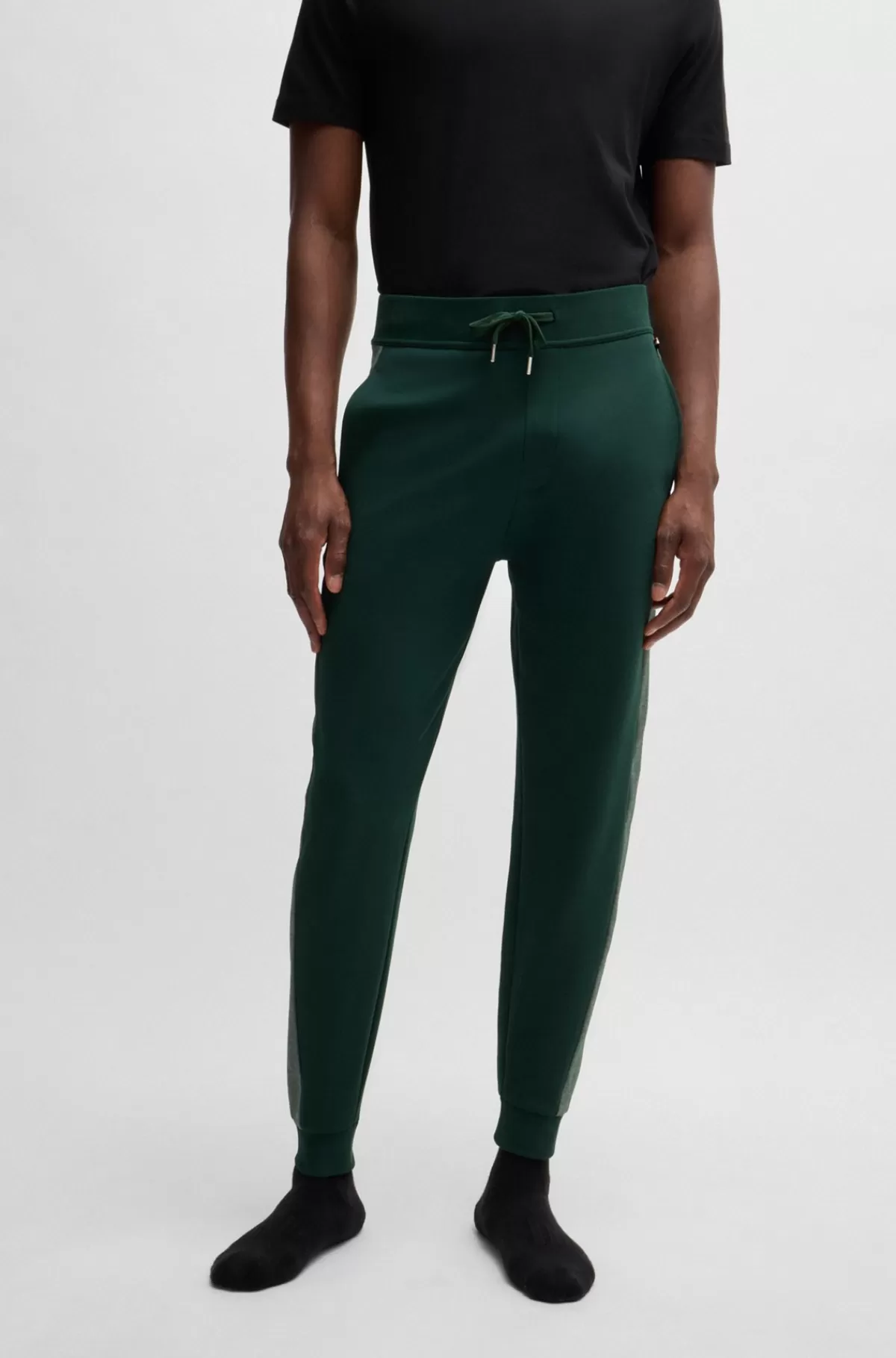 HUGO BOSS Tracksuit-bukser I Bomuldsblanding Med Folieprintet Logo Grøn Online