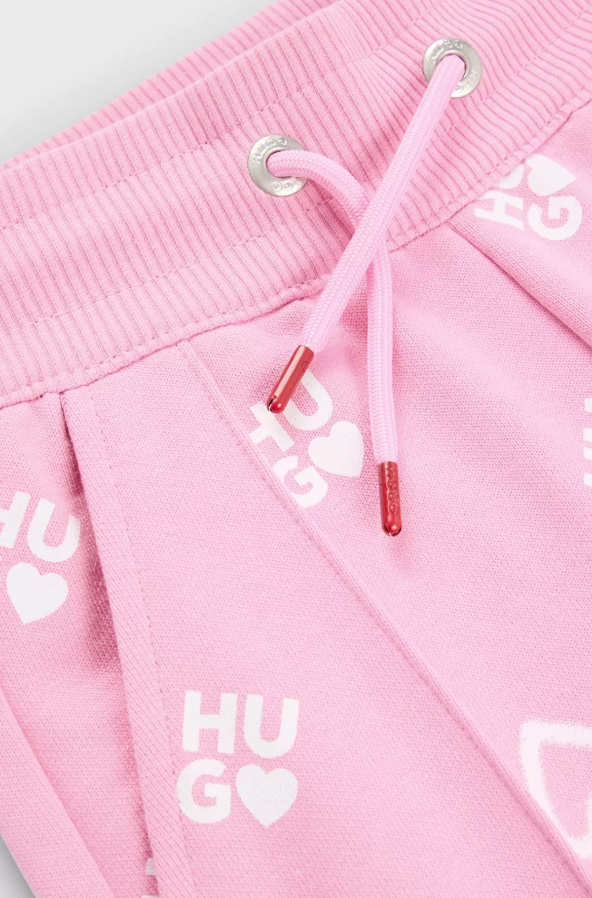 HUGO BOSS Tracksuit-bukser I Bomuldsblanding Med Hjerter Og Logoer Til Børn Pink Clearance