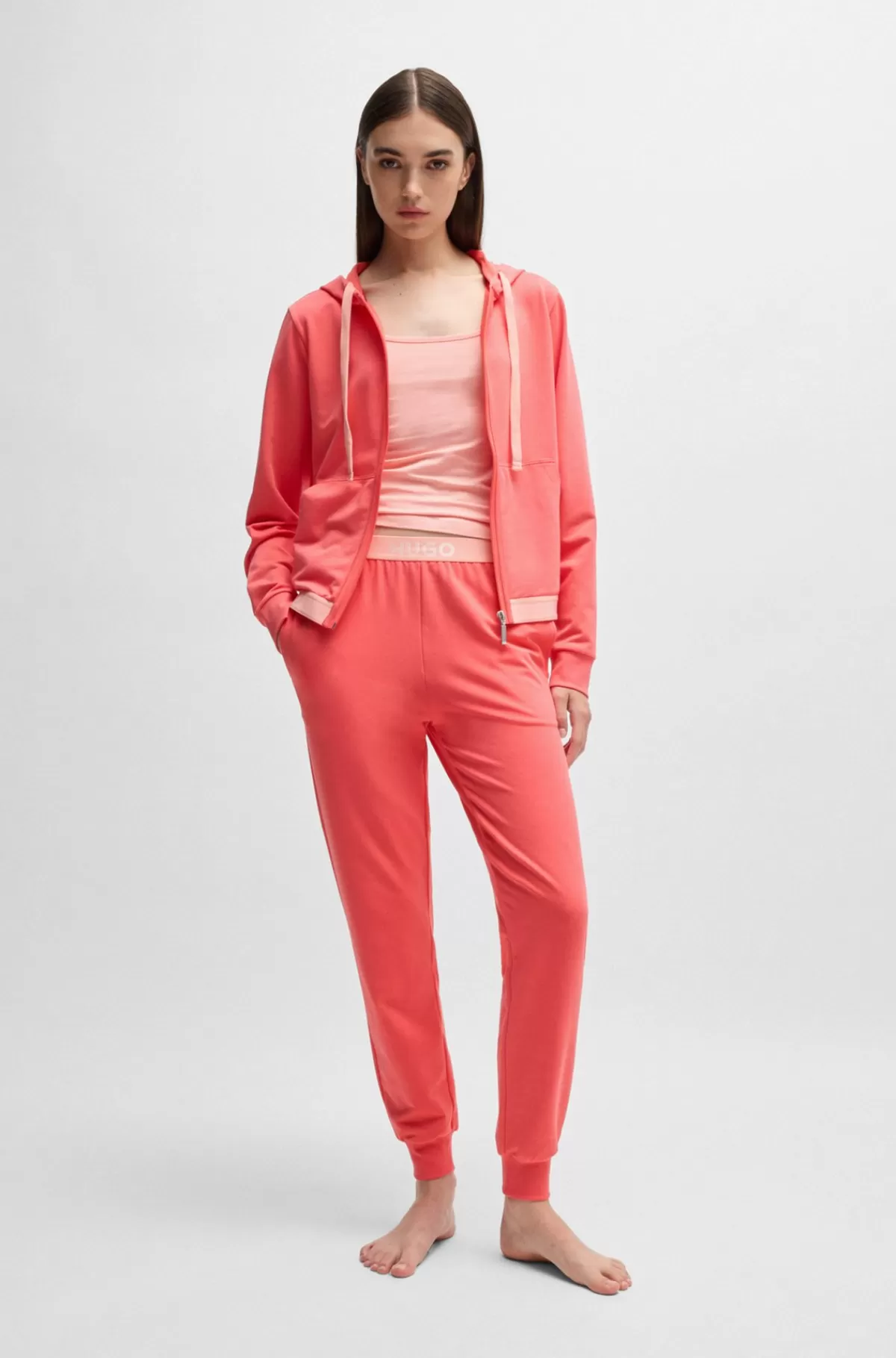 HUGO BOSS Tracksuit-bukser I Bomuldsblanding Med Logolinning Lyserød Cheap