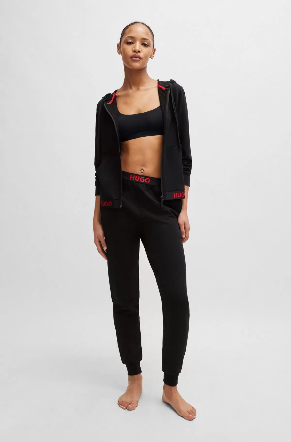 HUGO BOSS Tracksuit-bukser I Bomuldsblanding Med Logolinning Sort Outlet