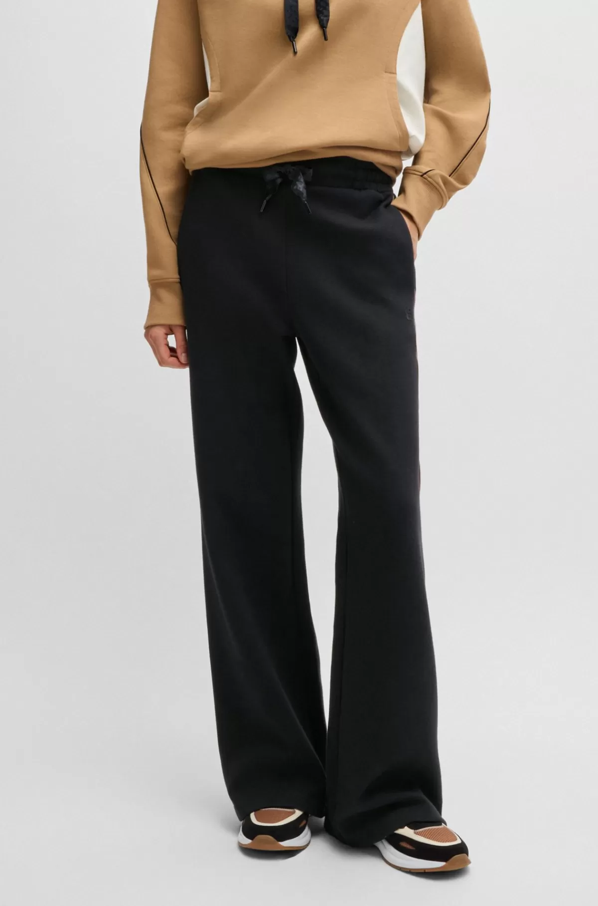 HUGO BOSS Tracksuit-bukser I Bomuldsblanding Med Paspolering Langs Benene Sort Flash Sale