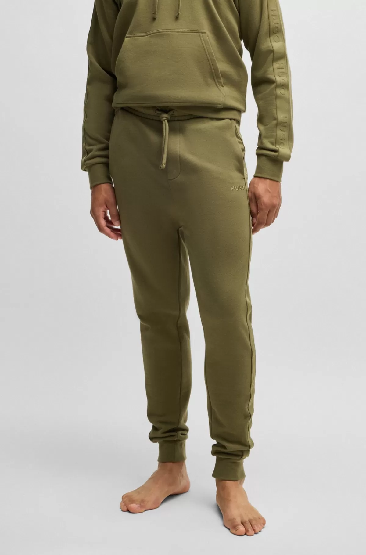 HUGO BOSS Tracksuit-bukser I Bomuldsfrotté Med Logobånd Grøn Best Sale