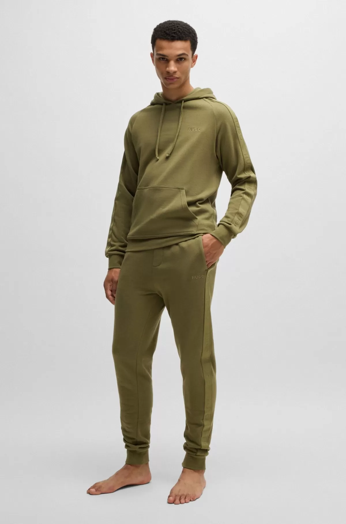 HUGO BOSS Tracksuit-bukser I Bomuldsfrotté Med Logobånd Grøn Best Sale