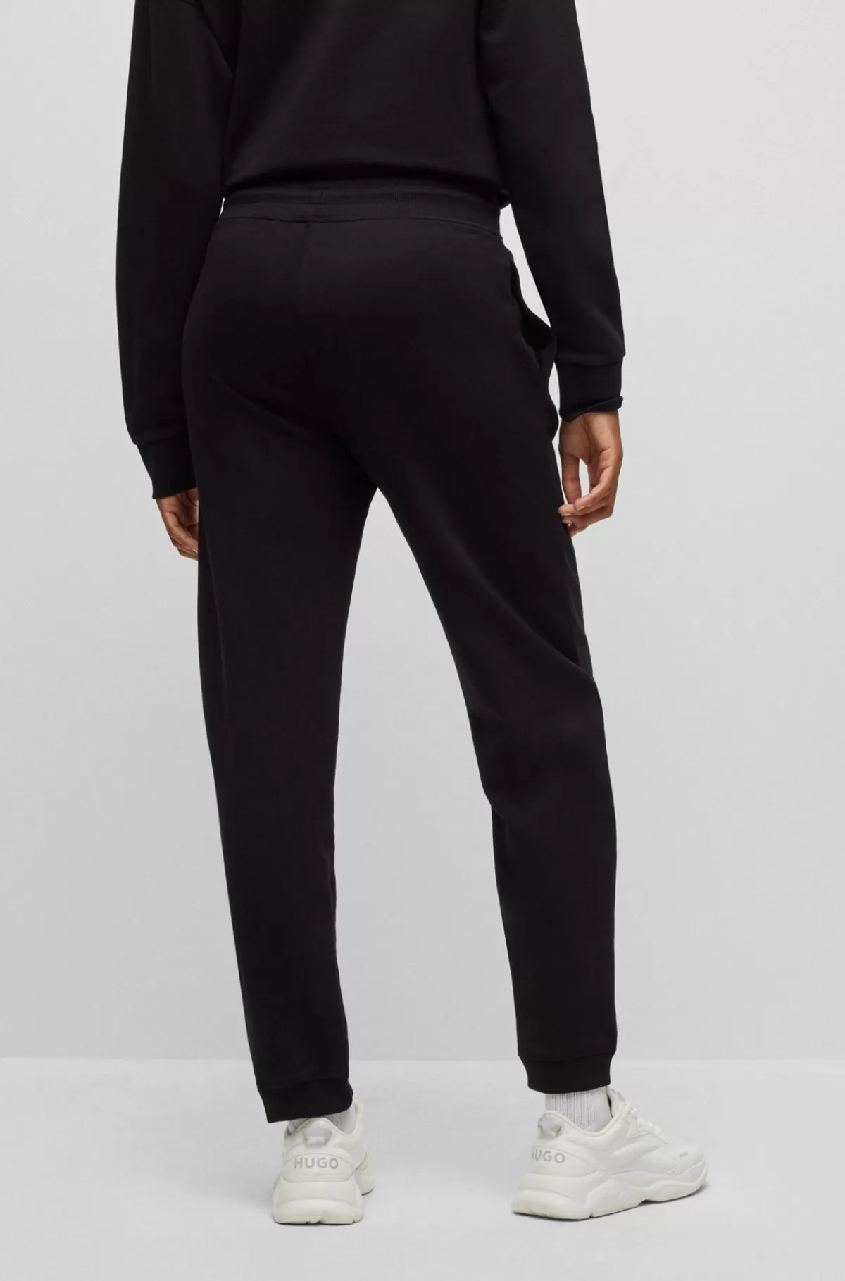 HUGO BOSS Tracksuit-bukser I Bomuldsfrotté Med Logomærkat Sort Flash Sale