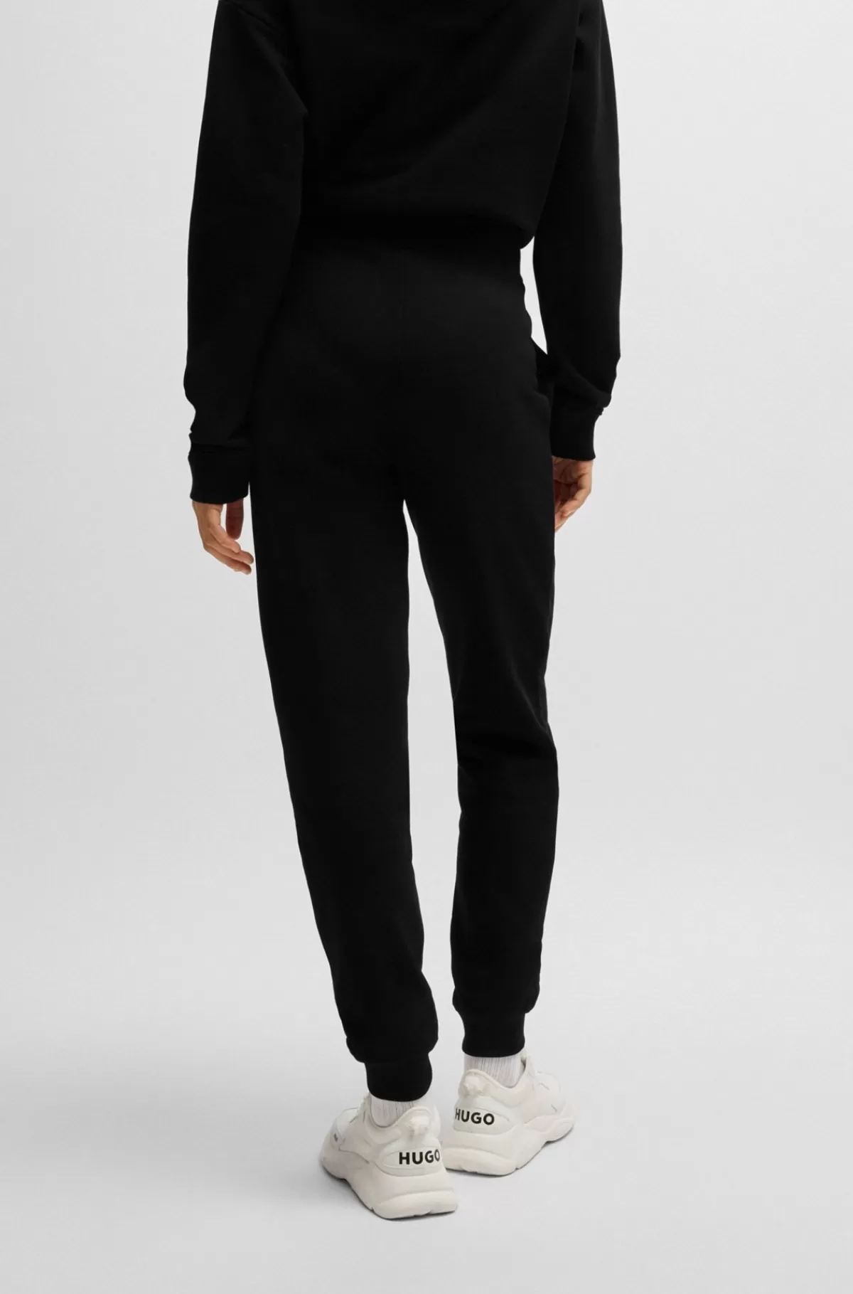 HUGO BOSS Tracksuit-bukser I Bomuldsfrotté Med Stablet Logo Sort Shop