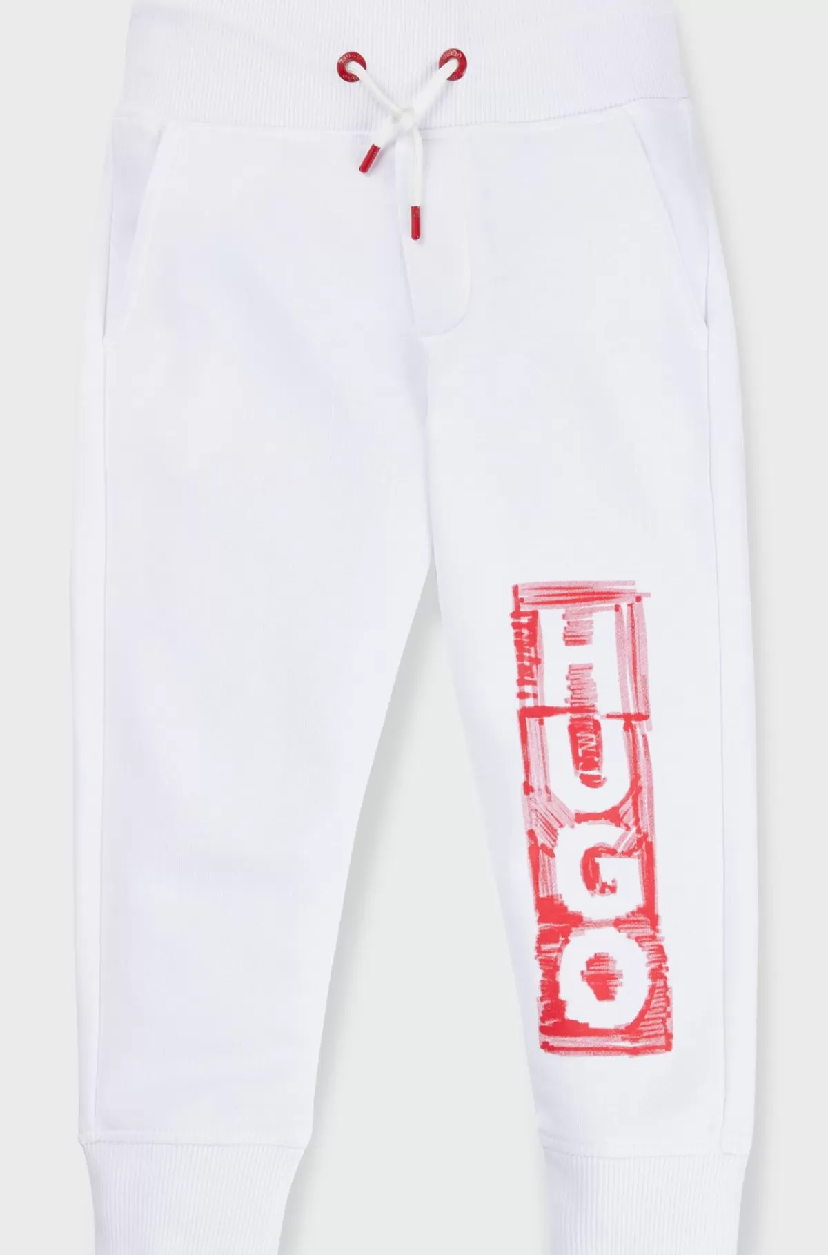 HUGO BOSS Tracksuit-bukser I Fleece Med Logo I Tusch-stil Til Børn Hvid New