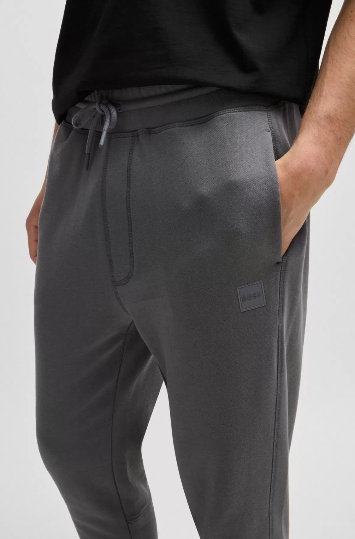 HUGO BOSS Tracksuit-bukser I Sweatkvalitet Af Bomuld Med Logomærke Mørkegrå Outlet