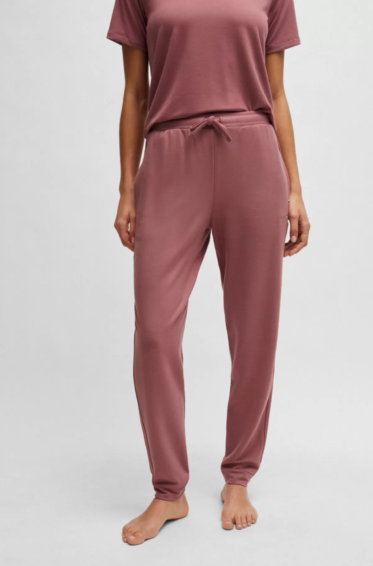 HUGO BOSS Tracksuit-bukser I Sweatkvalitet Med Broderet Logo Lyserød New