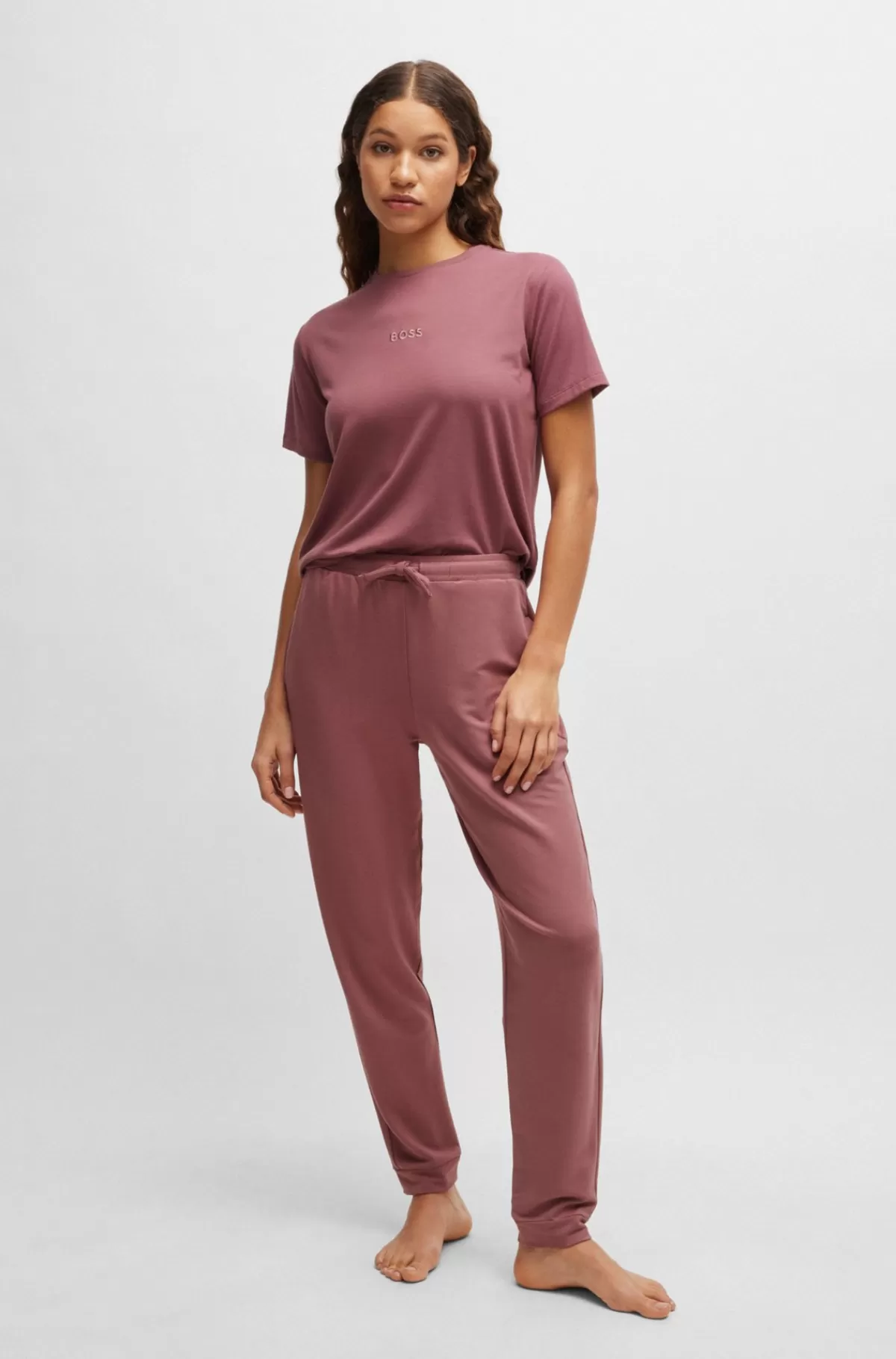 HUGO BOSS Tracksuit-bukser I Sweatkvalitet Med Broderet Logo Lyserød New