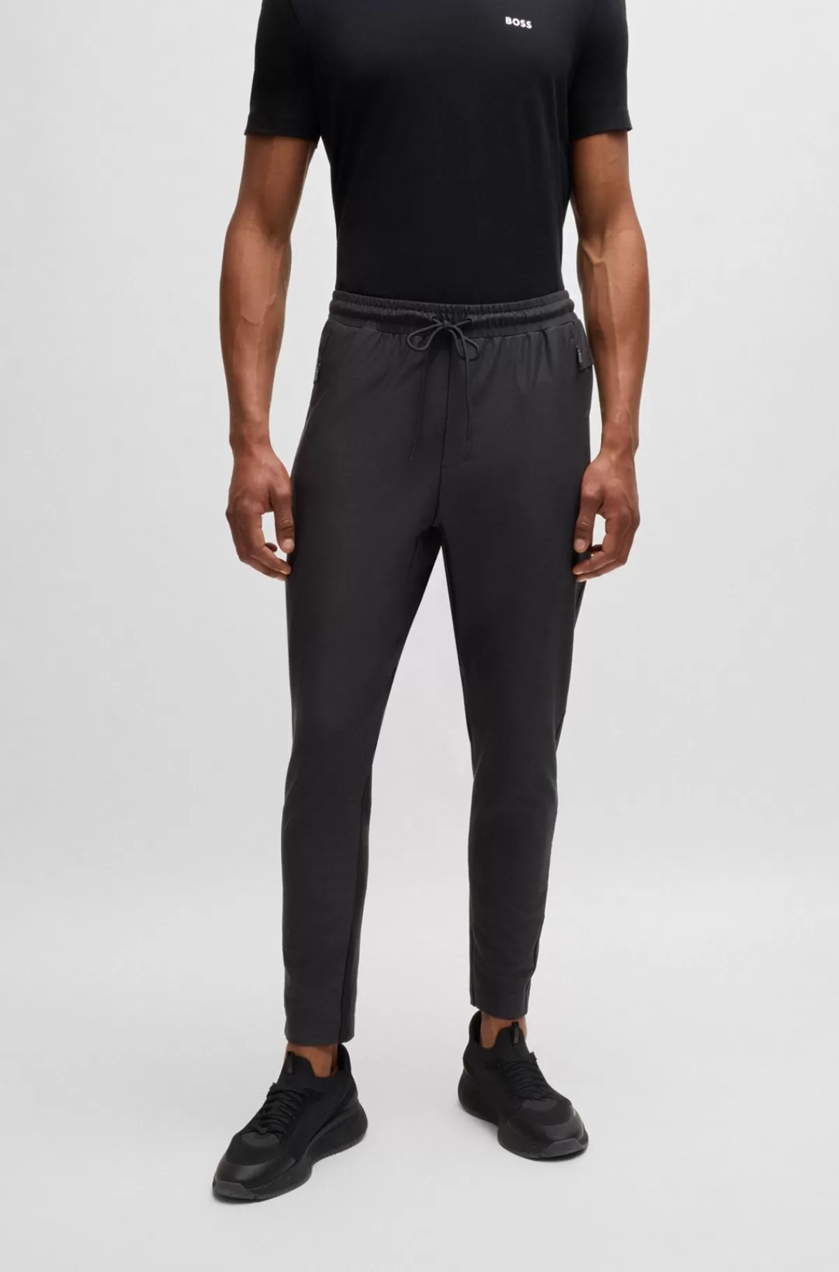 HUGO BOSS Tracksuit-bukser Med Aktivt Stræk Og Dekorative Reflekterende Detaljer Sort Best
