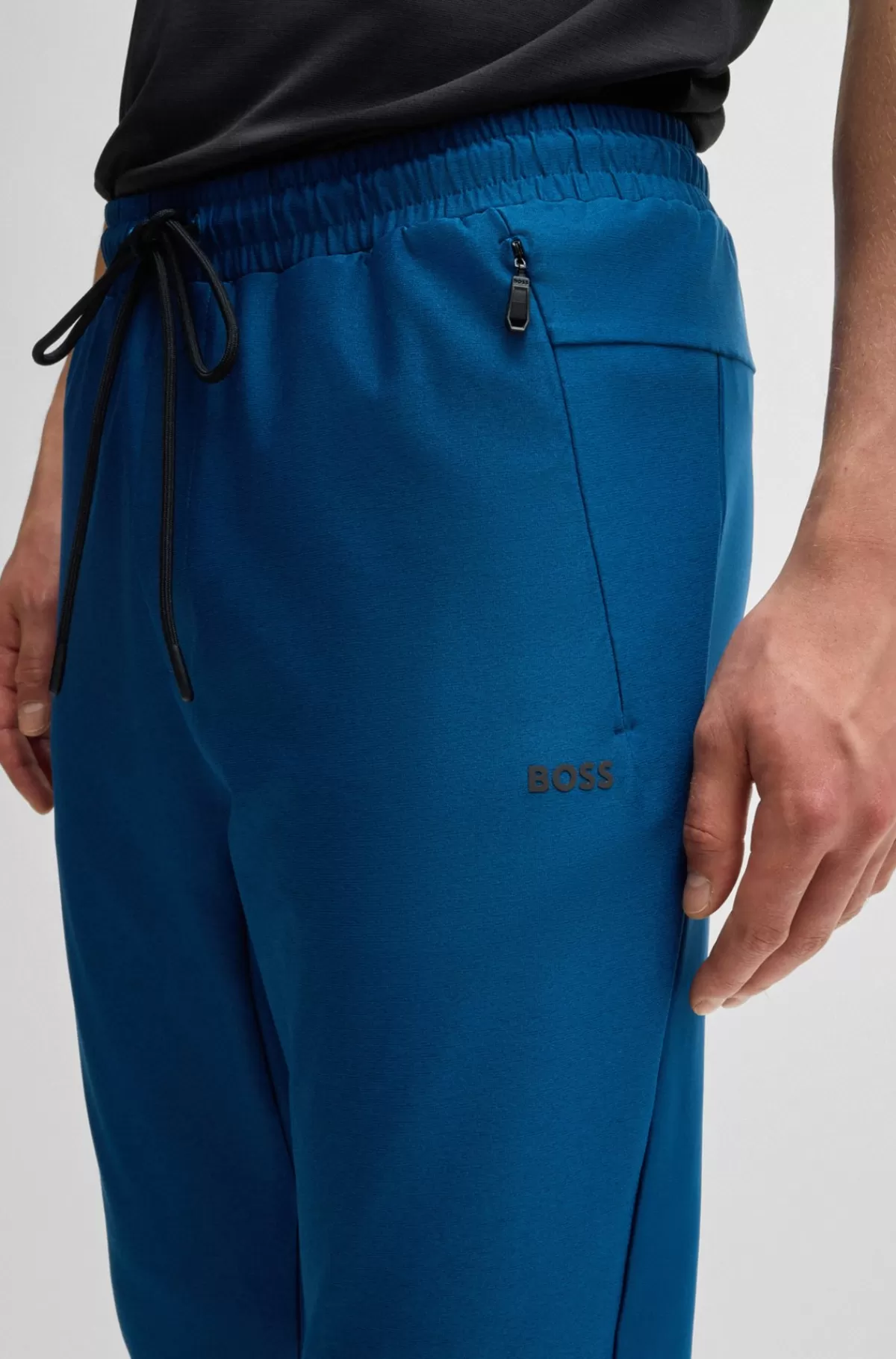 HUGO BOSS Tracksuit-bukser Med Aktivt Stræk Og Dekorative Reflekterende Detaljer Mørkeblå New