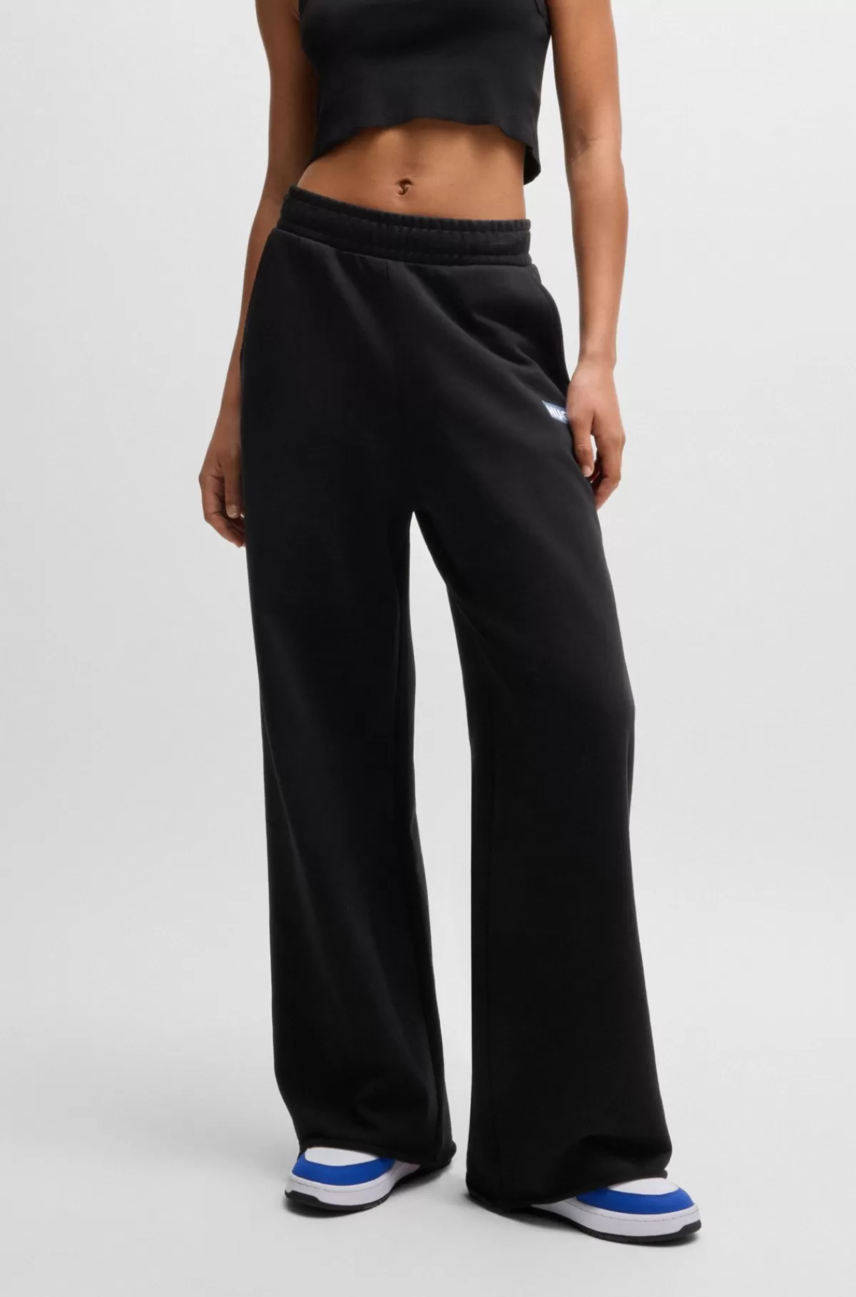HUGO BOSS Tracksuit-bukser Med Relaxed Fit Og Logoprint Sort Outlet