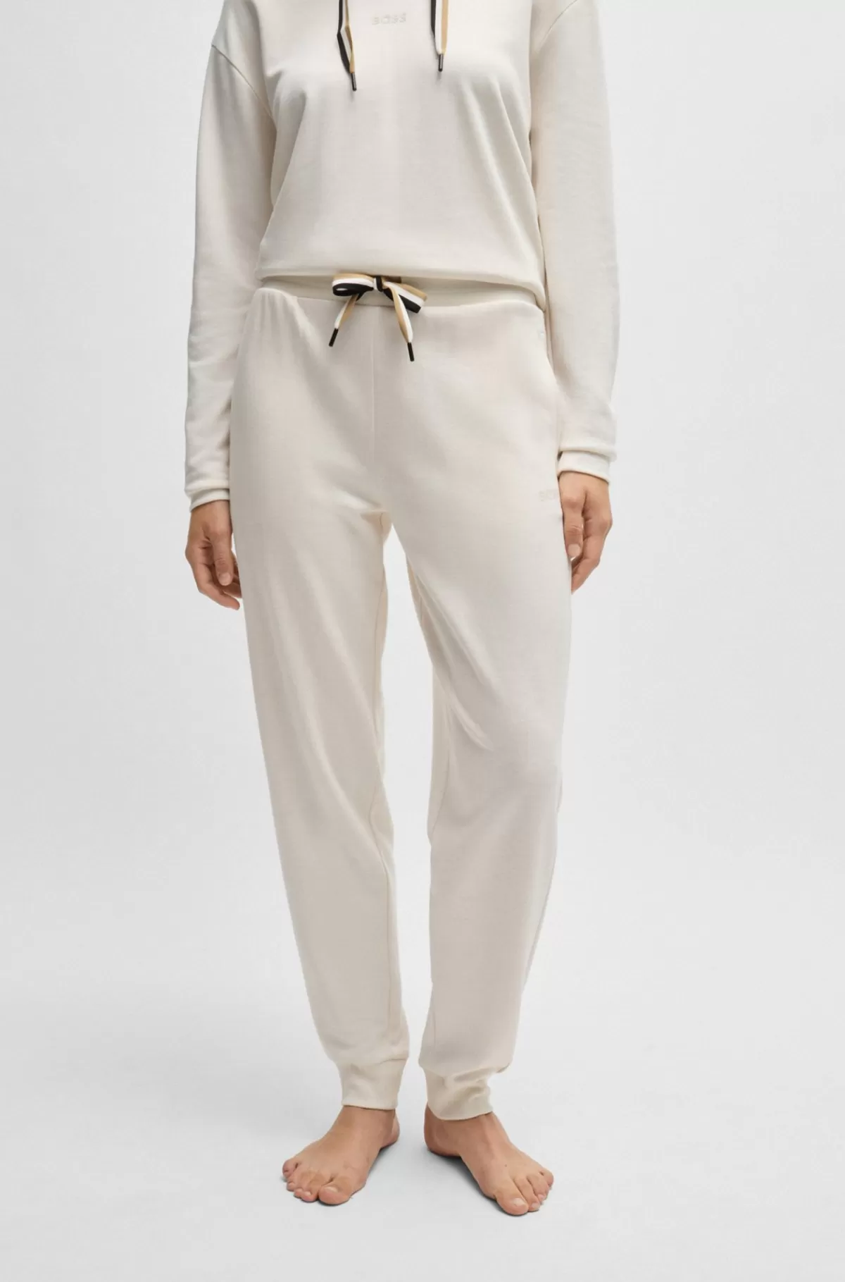 HUGO BOSS Tracksuit-bukser Med Tætsiddende Kant Og Løbesnor Med Signaturstribe Naturlig Best Sale