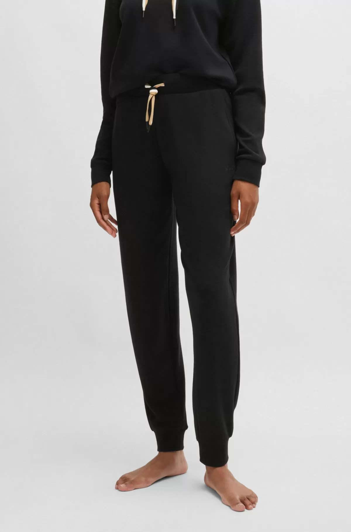 HUGO BOSS Tracksuit-bukser Med Tætsiddende Kant Og Løbesnor Med Signaturstribe Sort Store